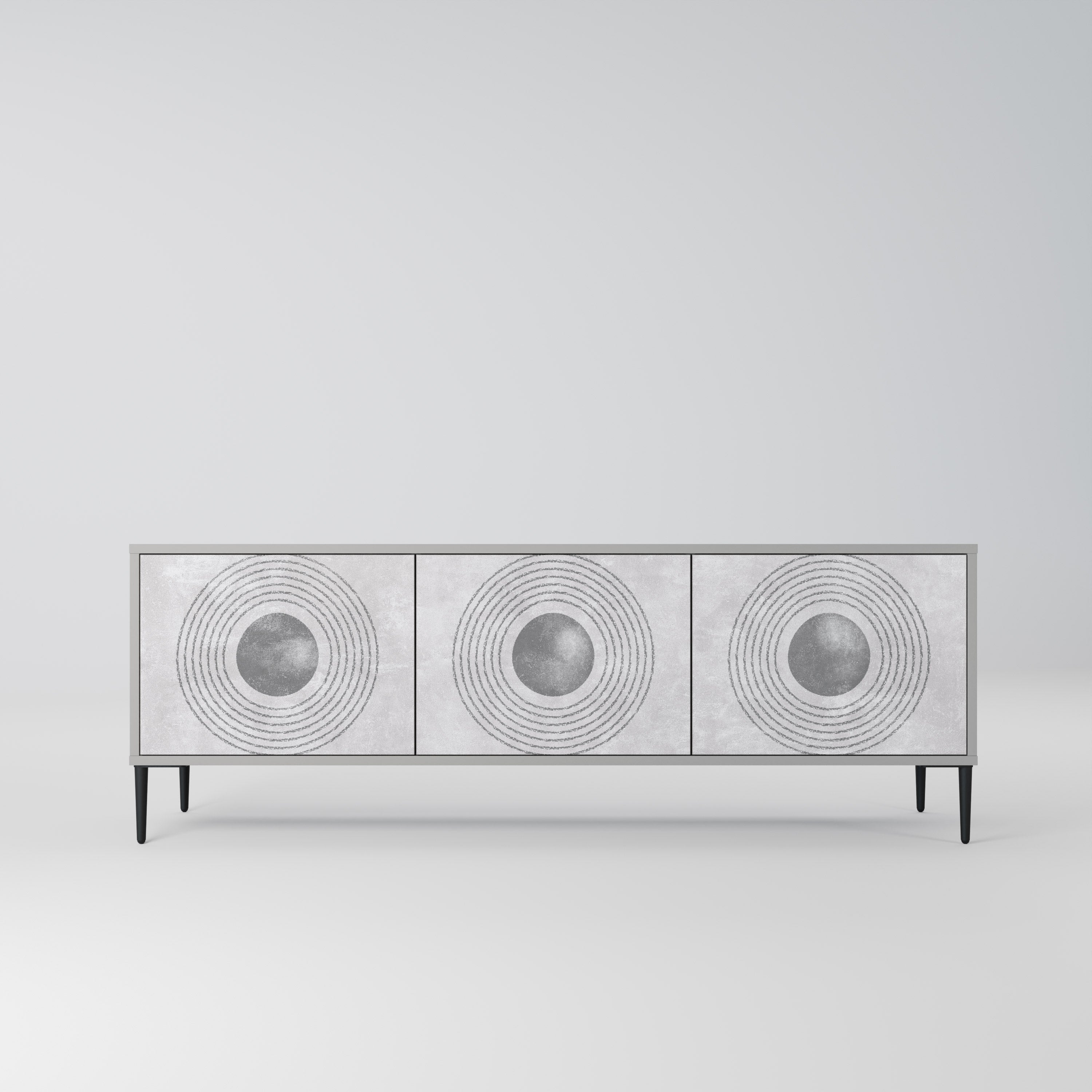 SOLID CIRCLES Móvel de TV com 3 Portas em Acabamento Cinzento