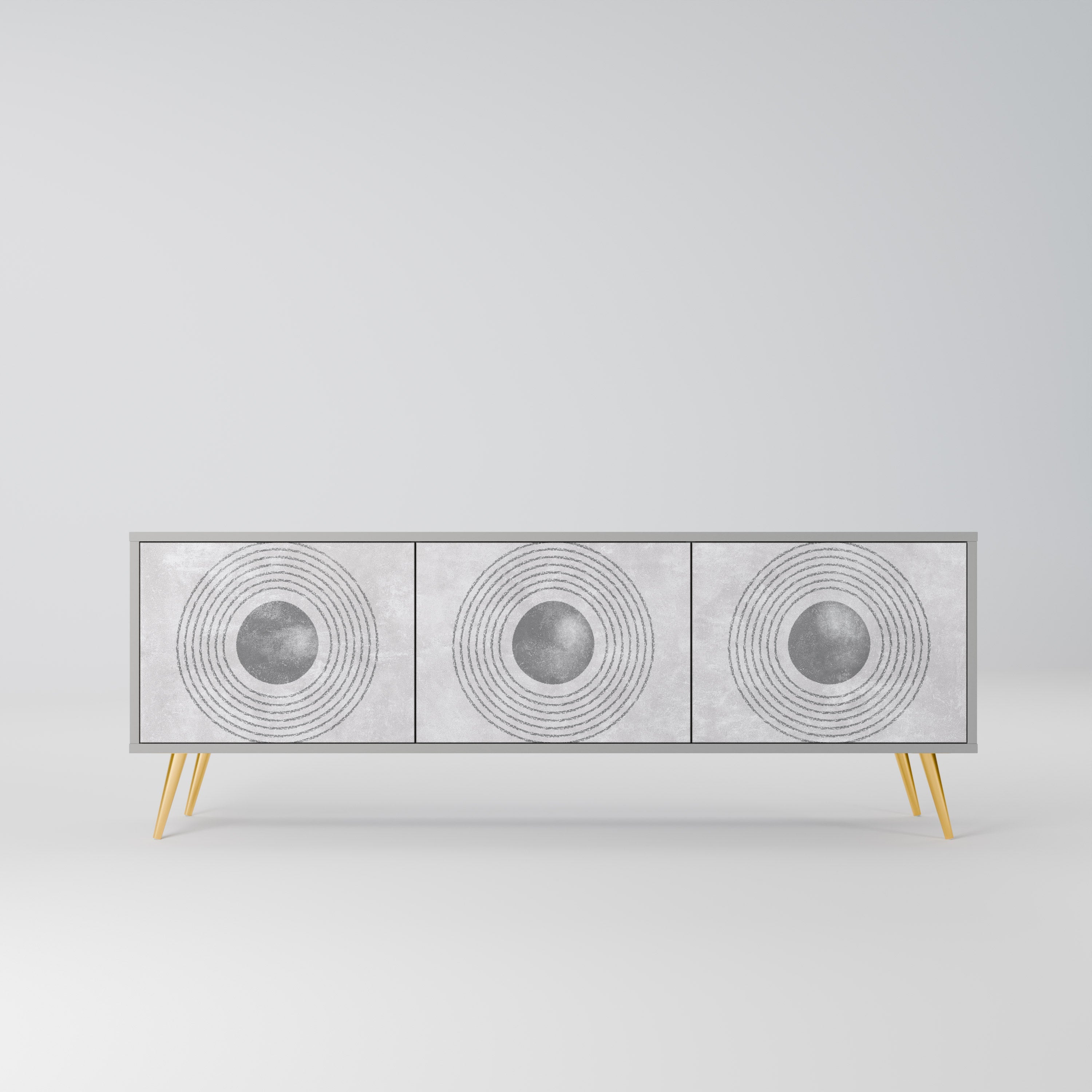 SOLID CIRCLES Móvel de TV com 3 Portas em Acabamento Cinzento