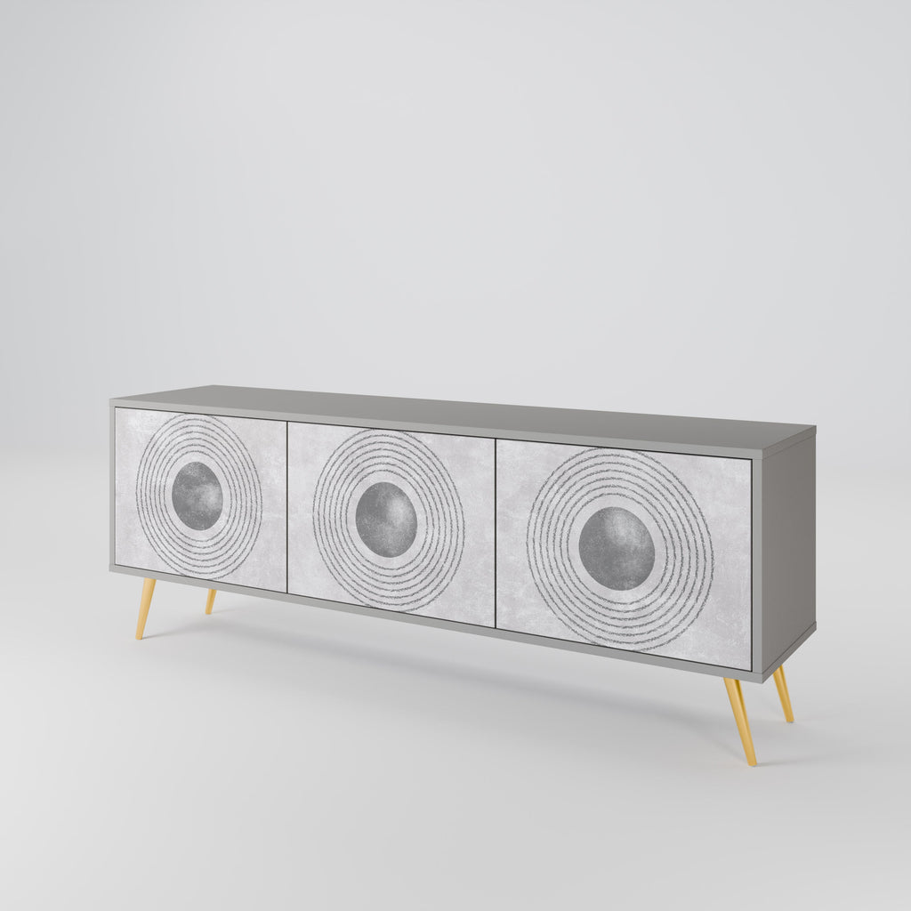 SOLID CIRCLES Móvel de TV com 3 Portas em Acabamento Cinzento