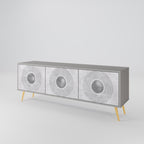 SOLID CIRCLES Móvel de TV com 3 Portas em Acabamento Cinzento