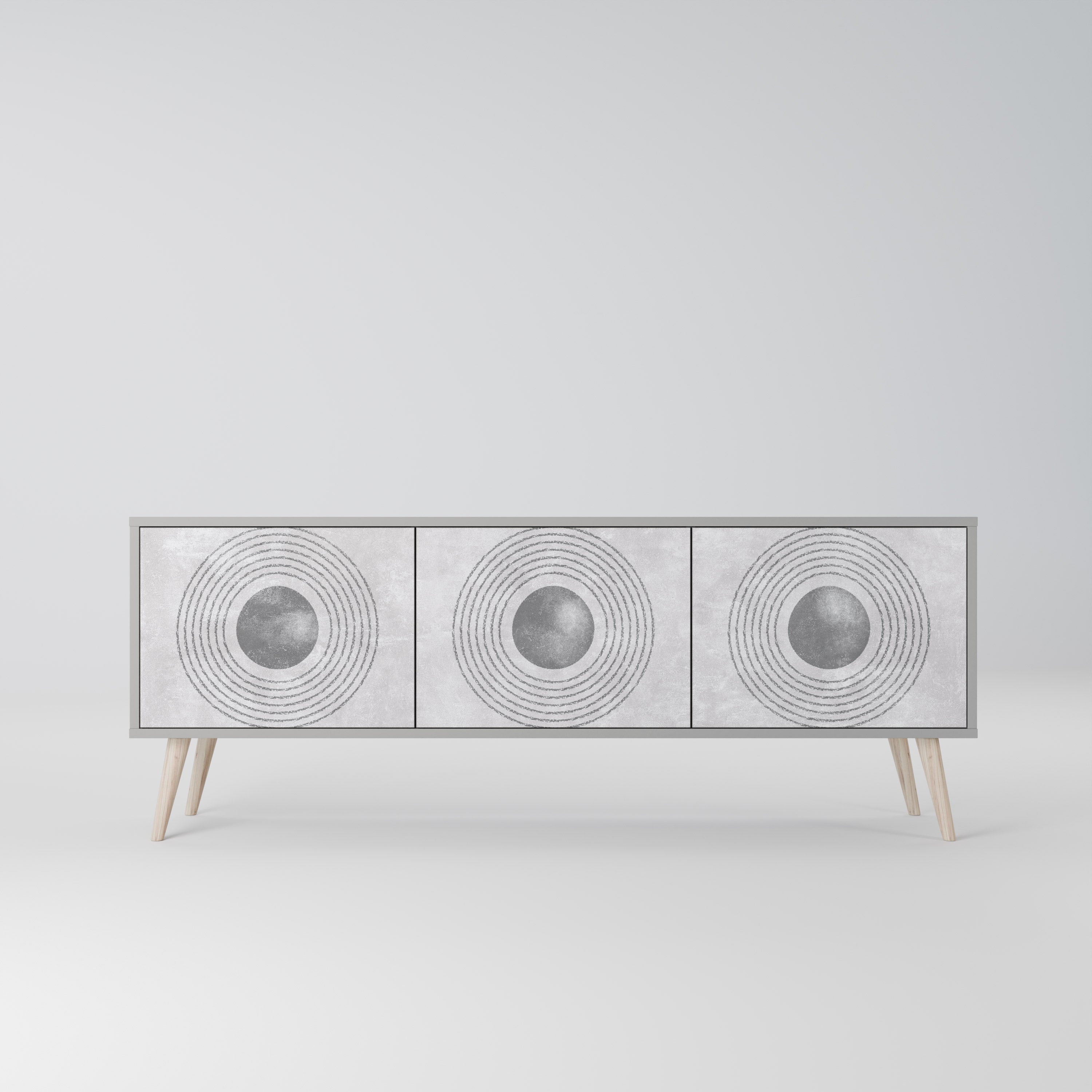 SOLID CIRCLES Móvel de TV com 3 Portas em Acabamento Cinzento