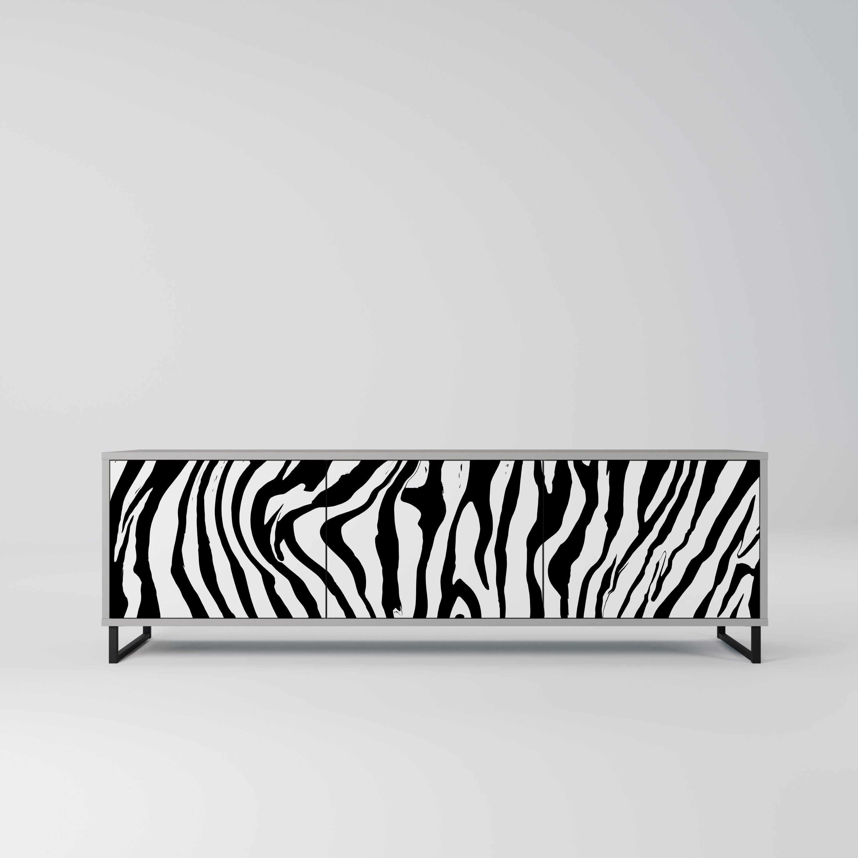 SPLENDID ZEBRA Móvel de TV com 3 Portas em Acabamento Cinzento