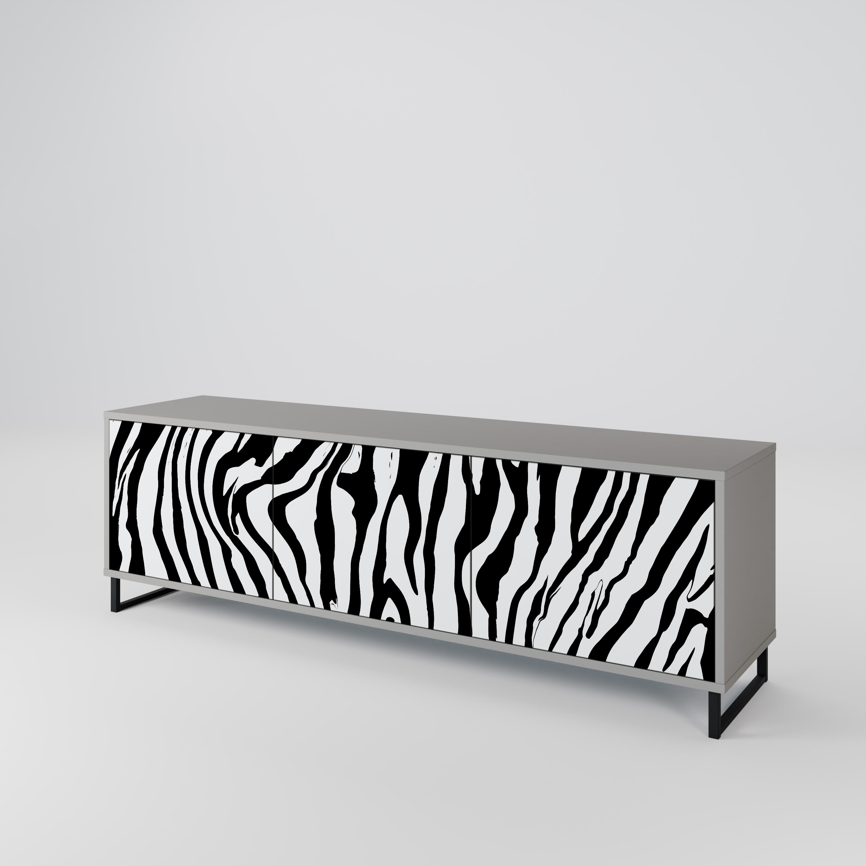 SPLENDID ZEBRA Móvel de TV com 3 Portas em Acabamento Cinzento