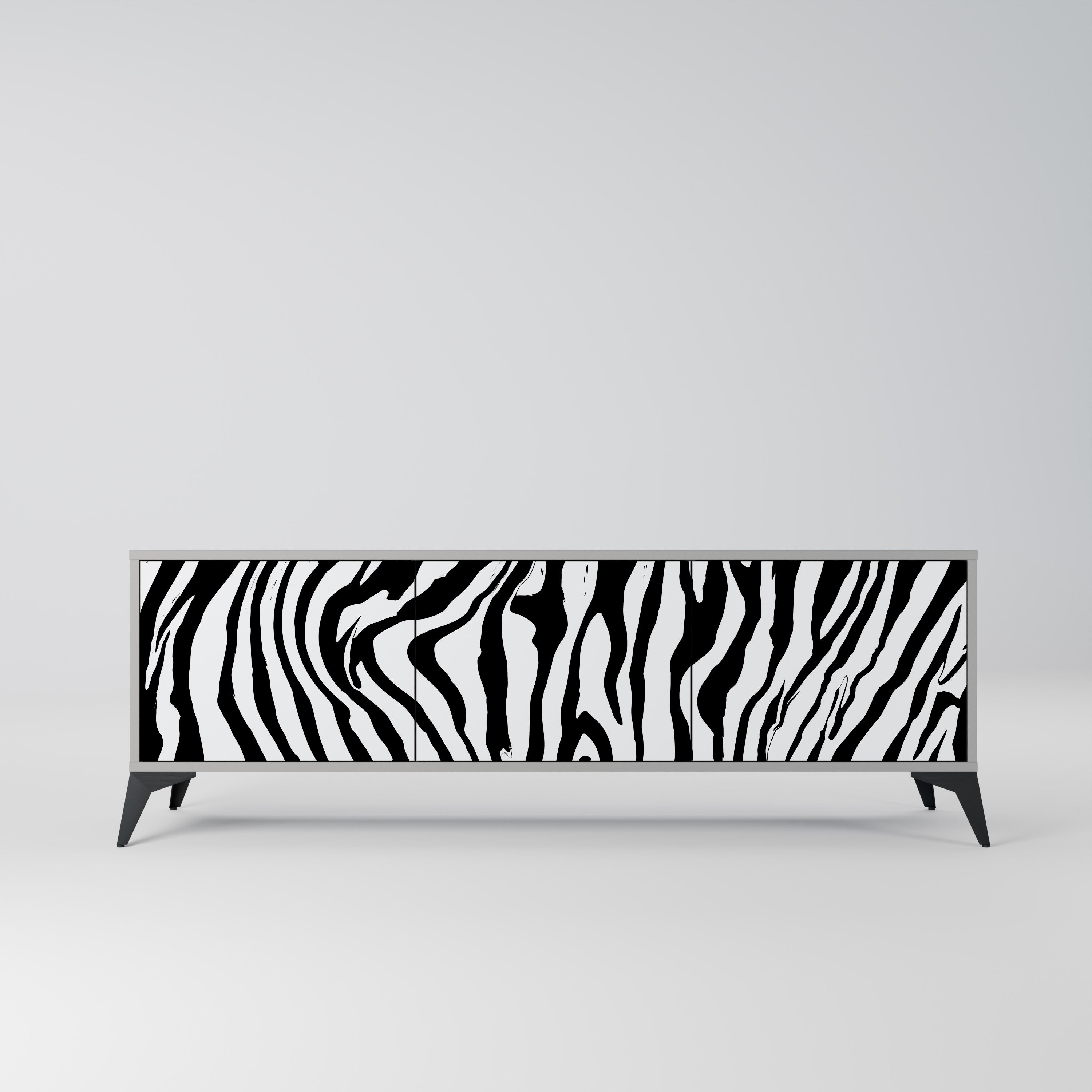 SPLENDID ZEBRA Móvel de TV com 3 Portas em Acabamento Cinzento