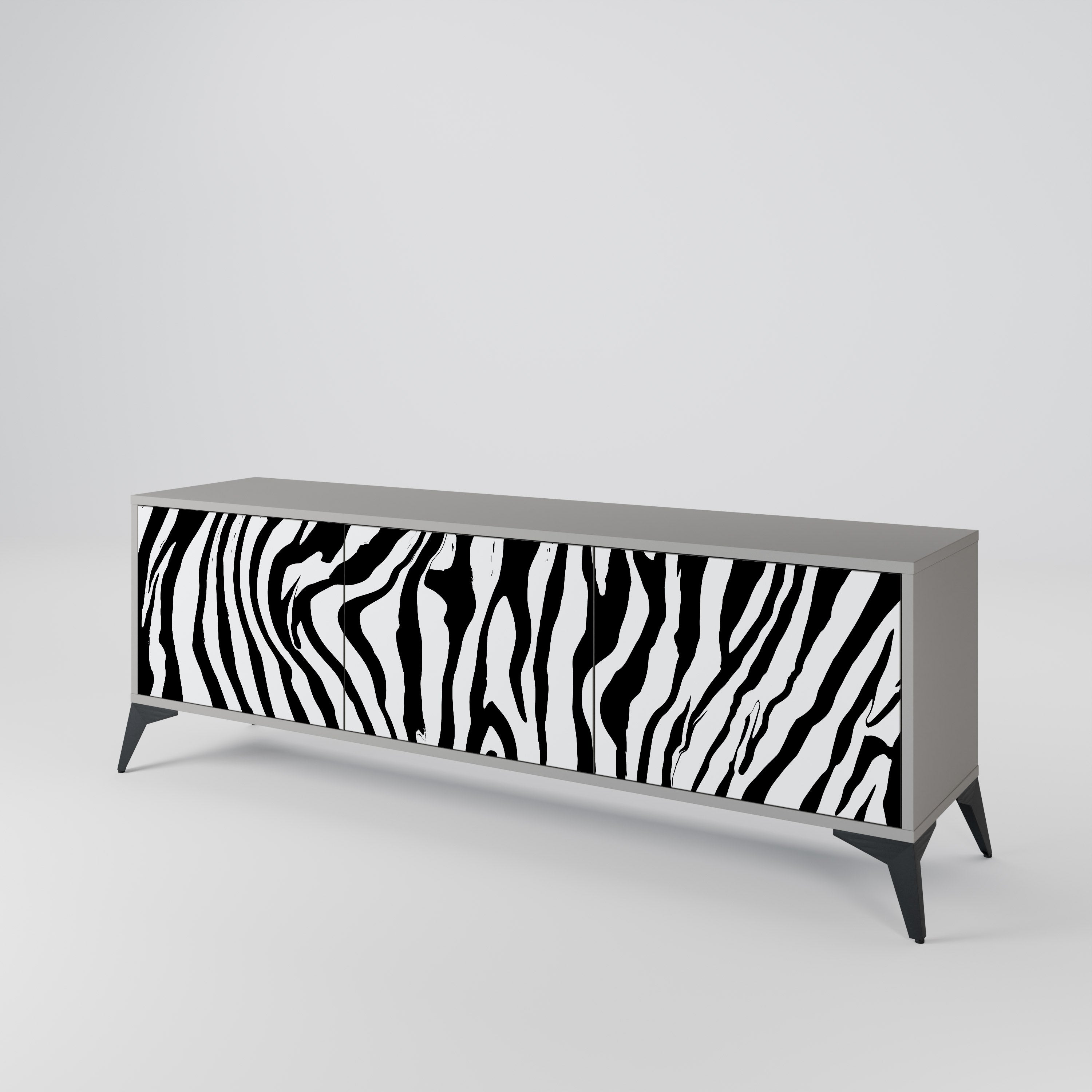 SPLENDID ZEBRA Móvel de TV com 3 Portas em Acabamento Cinzento