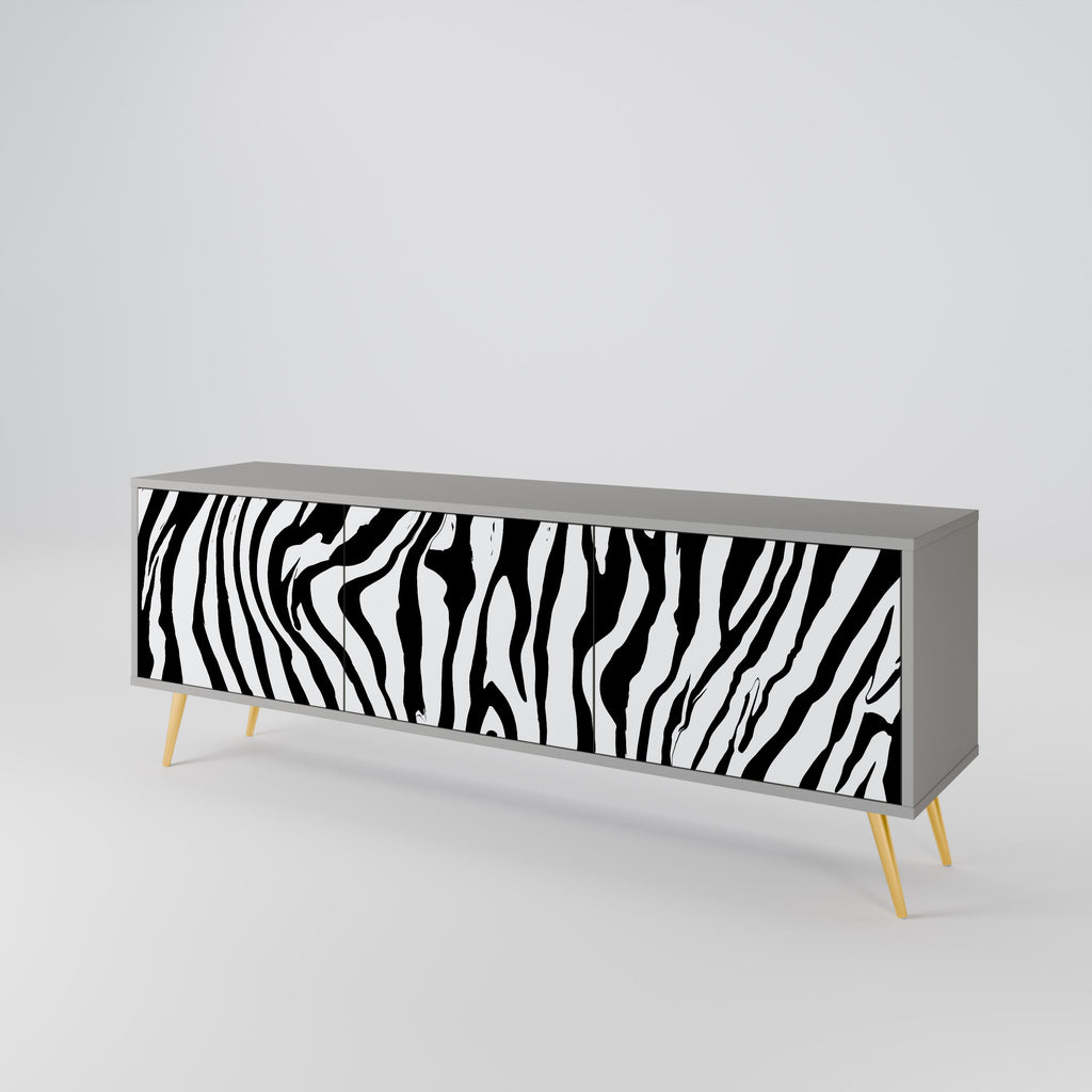 SPLENDID ZEBRA Móvel de TV com 3 Portas em Acabamento Cinzento