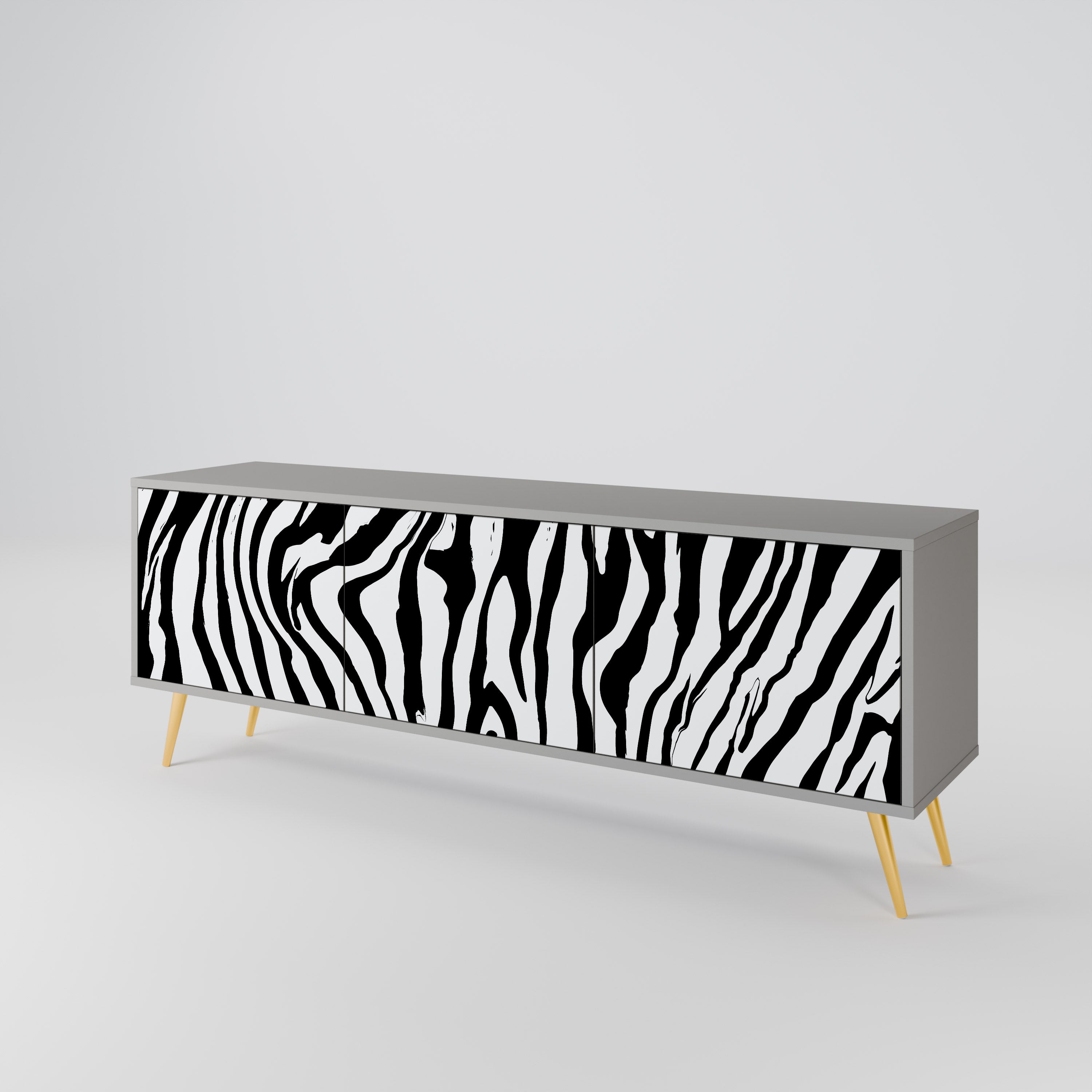 SPLENDID ZEBRA Móvel de TV com 3 Portas em Acabamento Cinzento