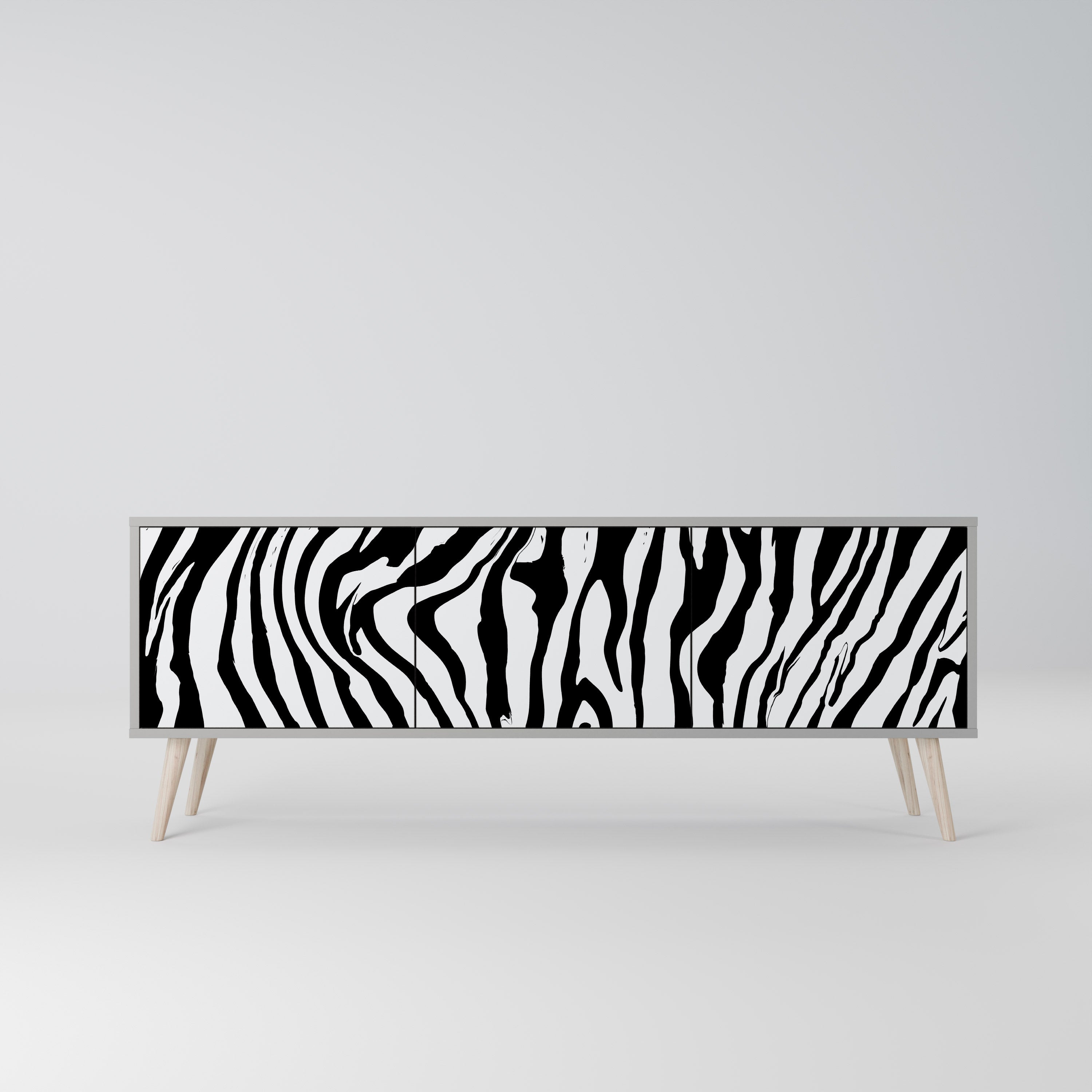 SPLENDID ZEBRA Móvel de TV com 3 Portas em Acabamento Cinzento