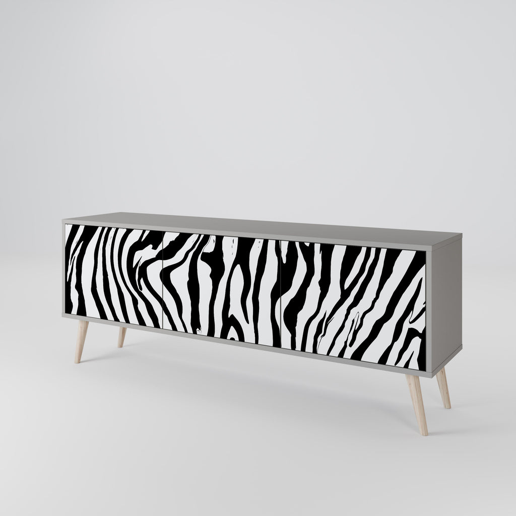 SPLENDID ZEBRA Móvel de TV com 3 Portas em Acabamento Cinzento