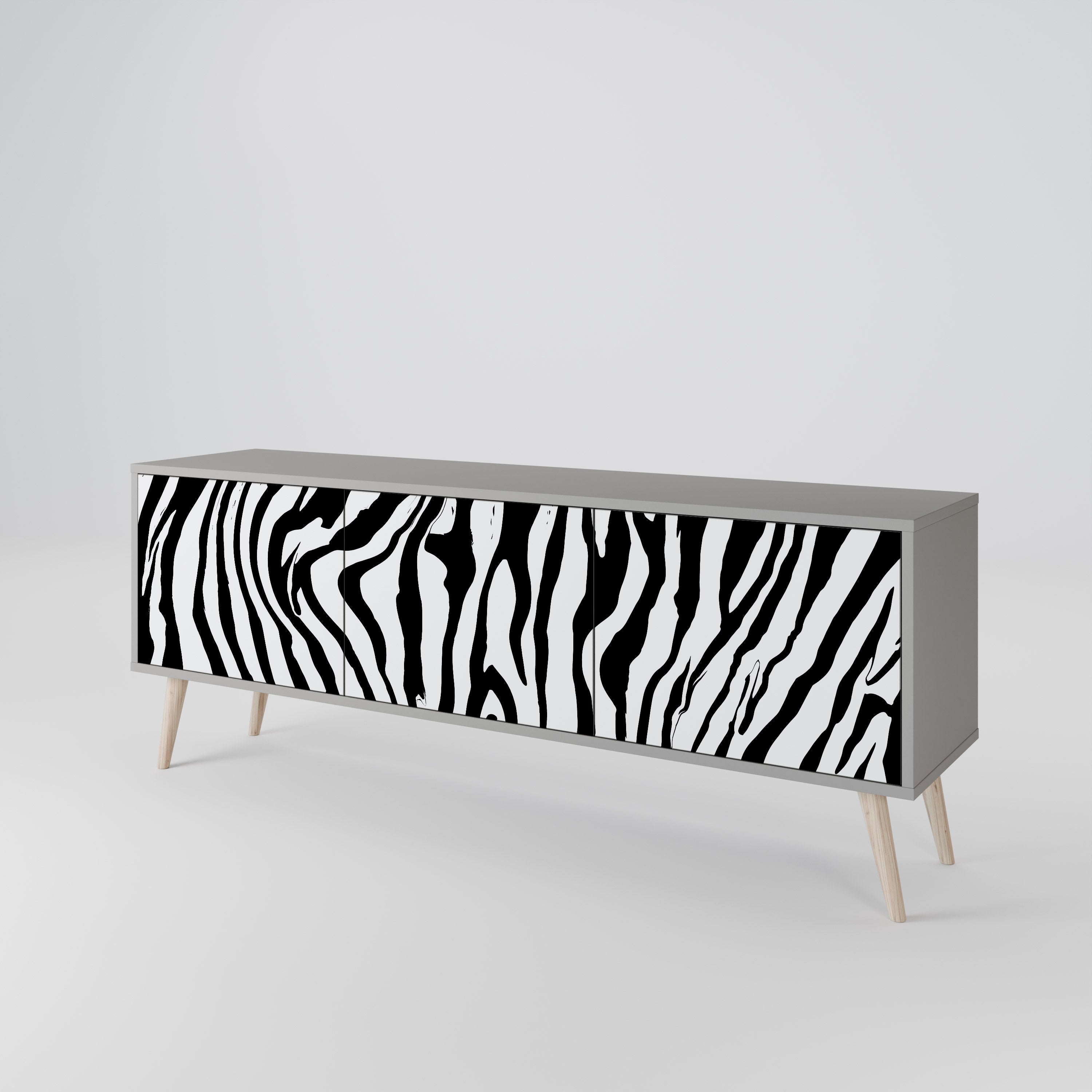 SPLENDID ZEBRA Móvel de TV com 3 Portas em Acabamento Cinzento