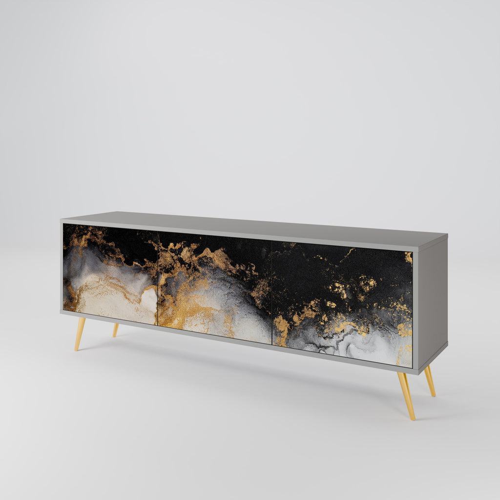 MARBLE OF TOMMORROW 3-Door TV Stand in Grey Finish