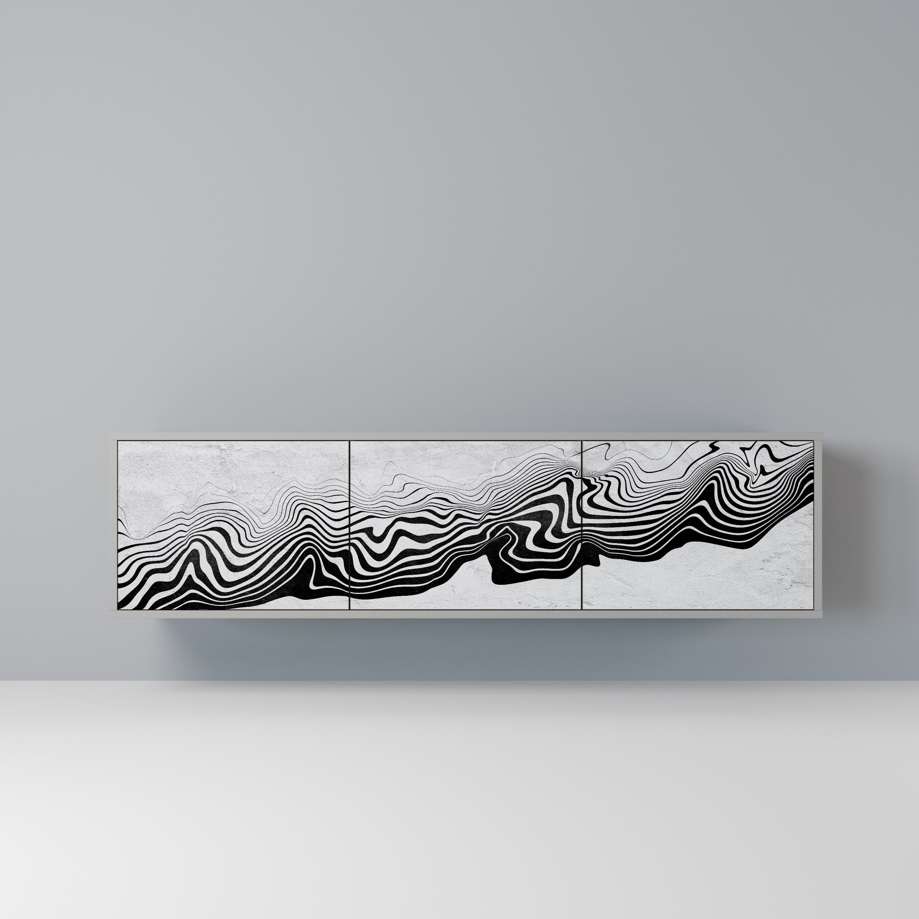 MONOCHROME MIRAGE Móvel de TV com 3 Portas em Acabamento Cinzento