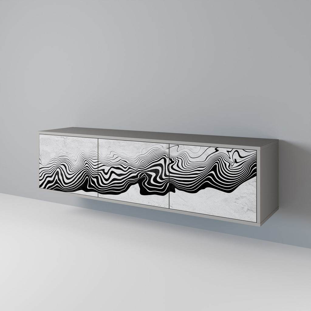 MONOCHROME MIRAGE Móvel de TV com 3 Portas em Acabamento Cinzento