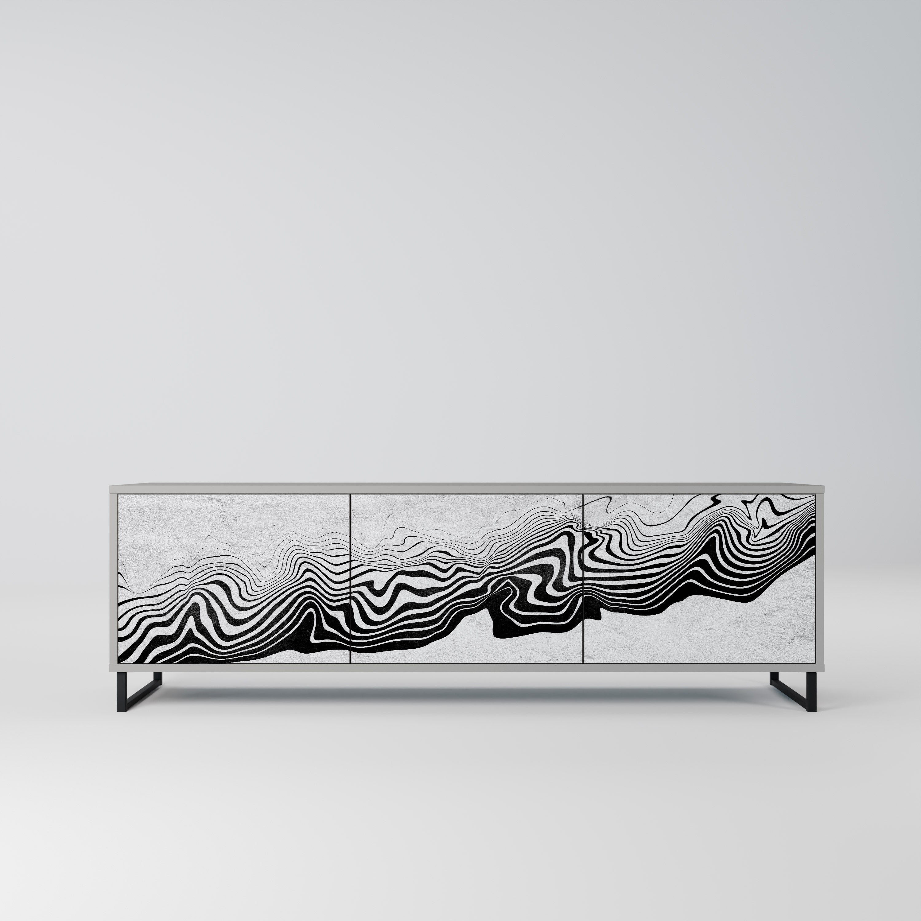 MONOCHROME MIRAGE Móvel de TV com 3 Portas em Acabamento Cinzento