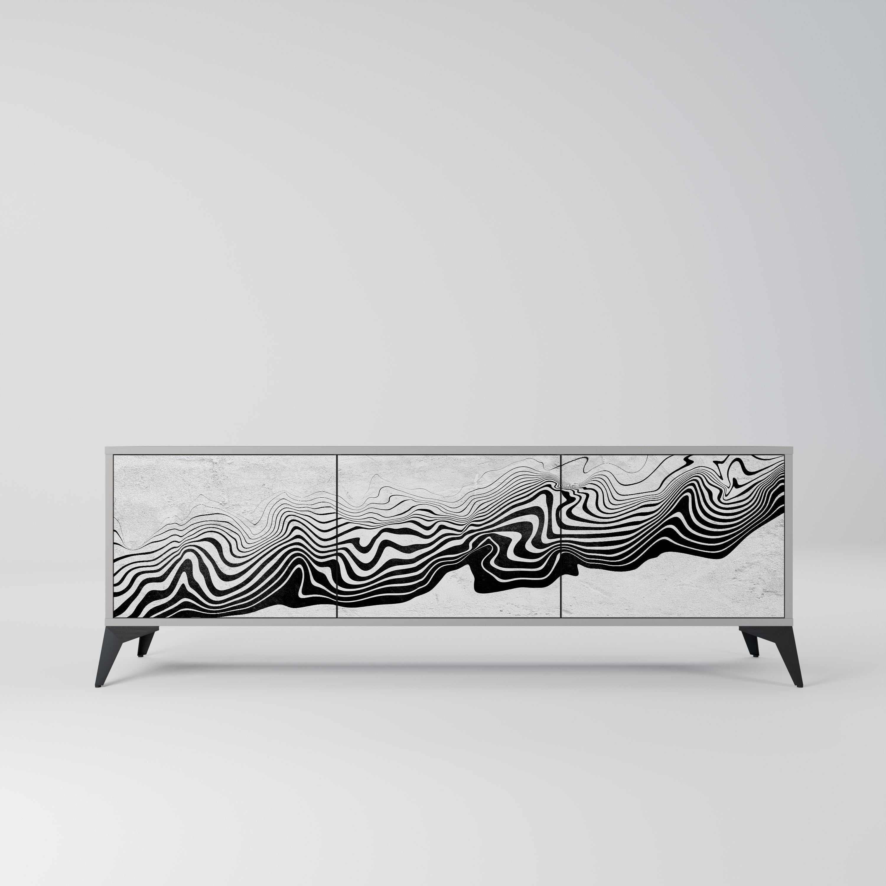 MONOCHROME MIRAGE Móvel de TV com 3 Portas em Acabamento Cinzento