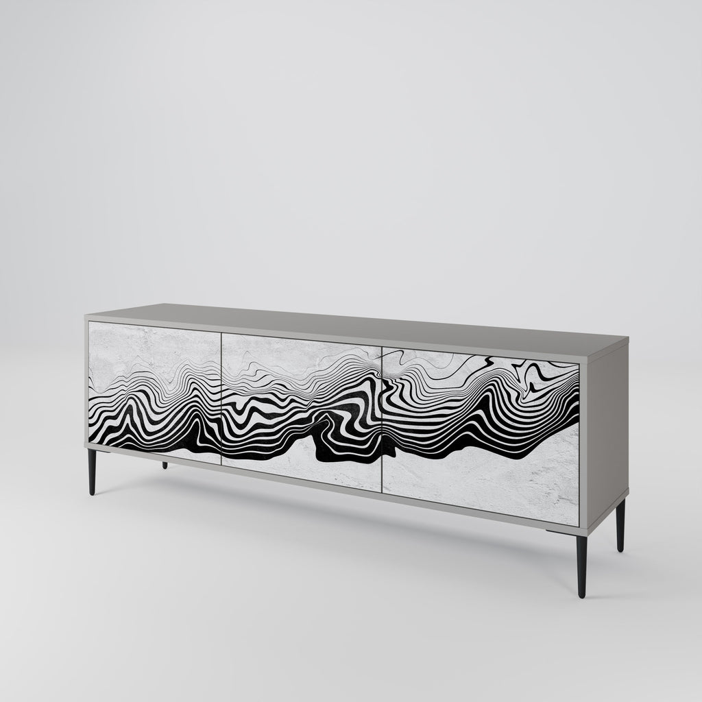 MONOCHROME MIRAGE Móvel de TV com 3 Portas em Acabamento Cinzento