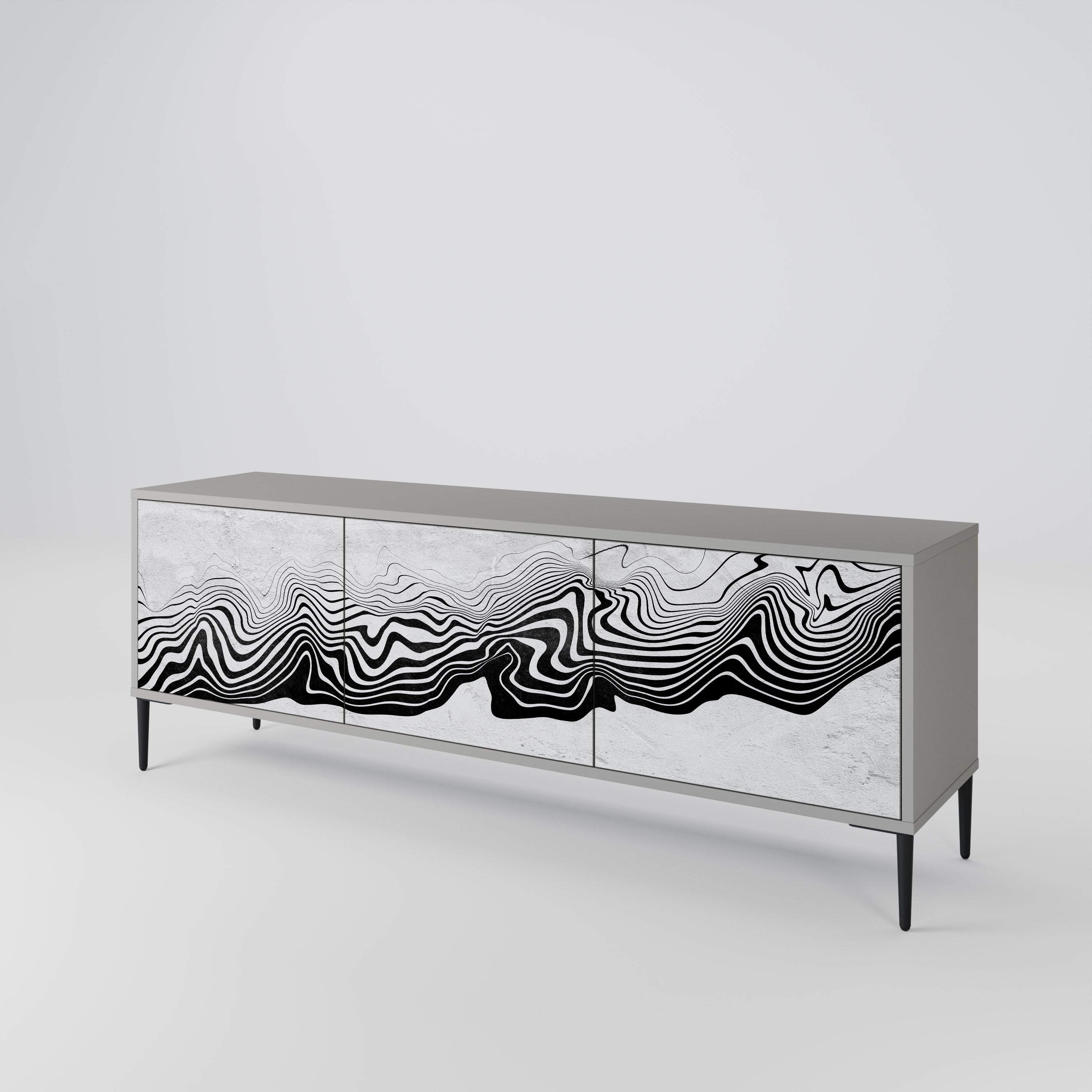 MONOCHROME MIRAGE Móvel de TV com 3 Portas em Acabamento Cinzento