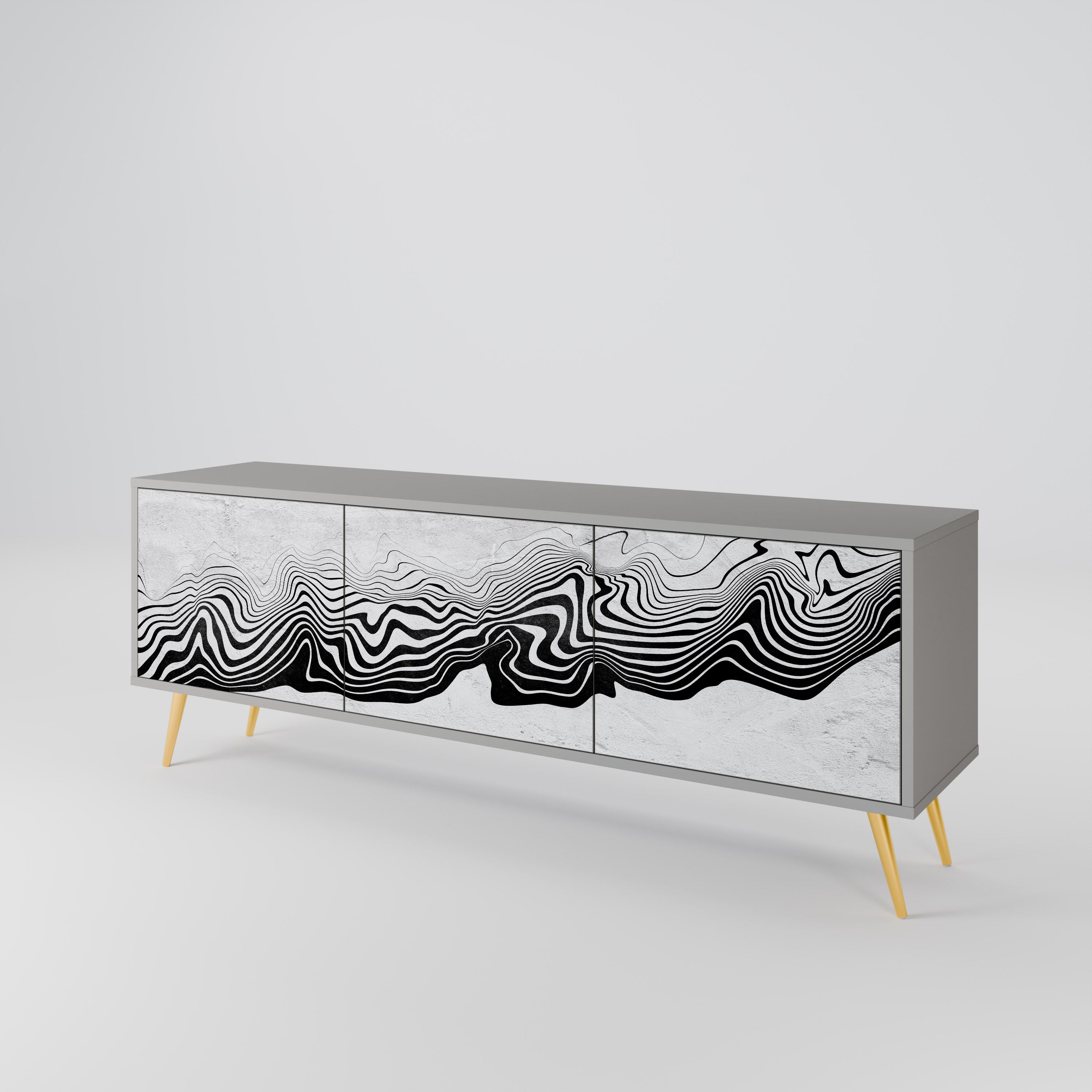 MONOCHROME MIRAGE Móvel de TV com 3 Portas em Acabamento Cinzento