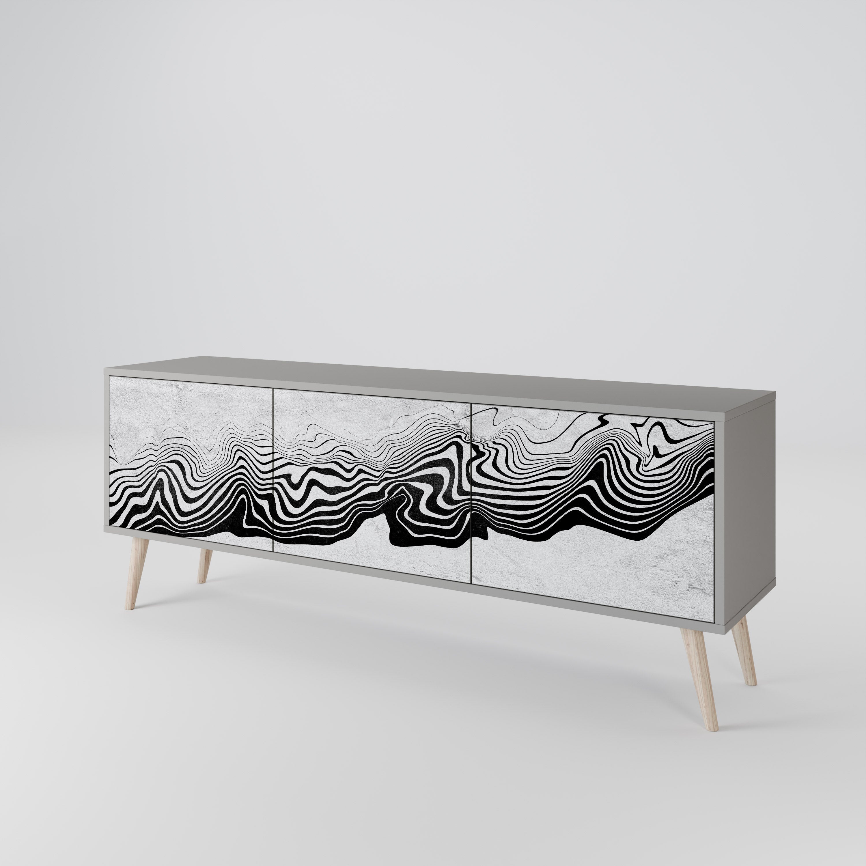 MONOCHROME MIRAGE Móvel de TV com 3 Portas em Acabamento Cinzento