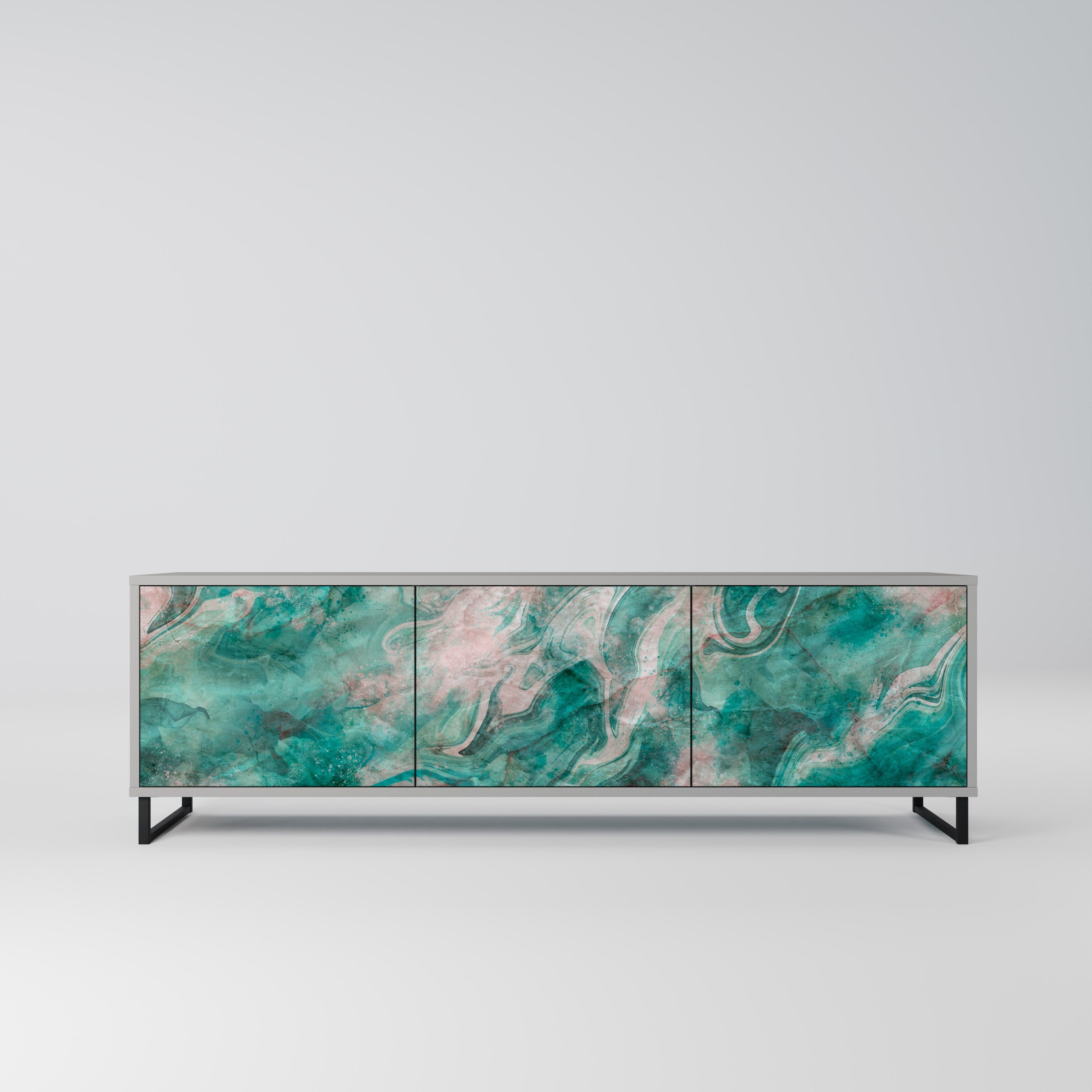 ABSTRACT ALCHEMY Móvel de TV com 3 Portas em Acabamento Cinzento