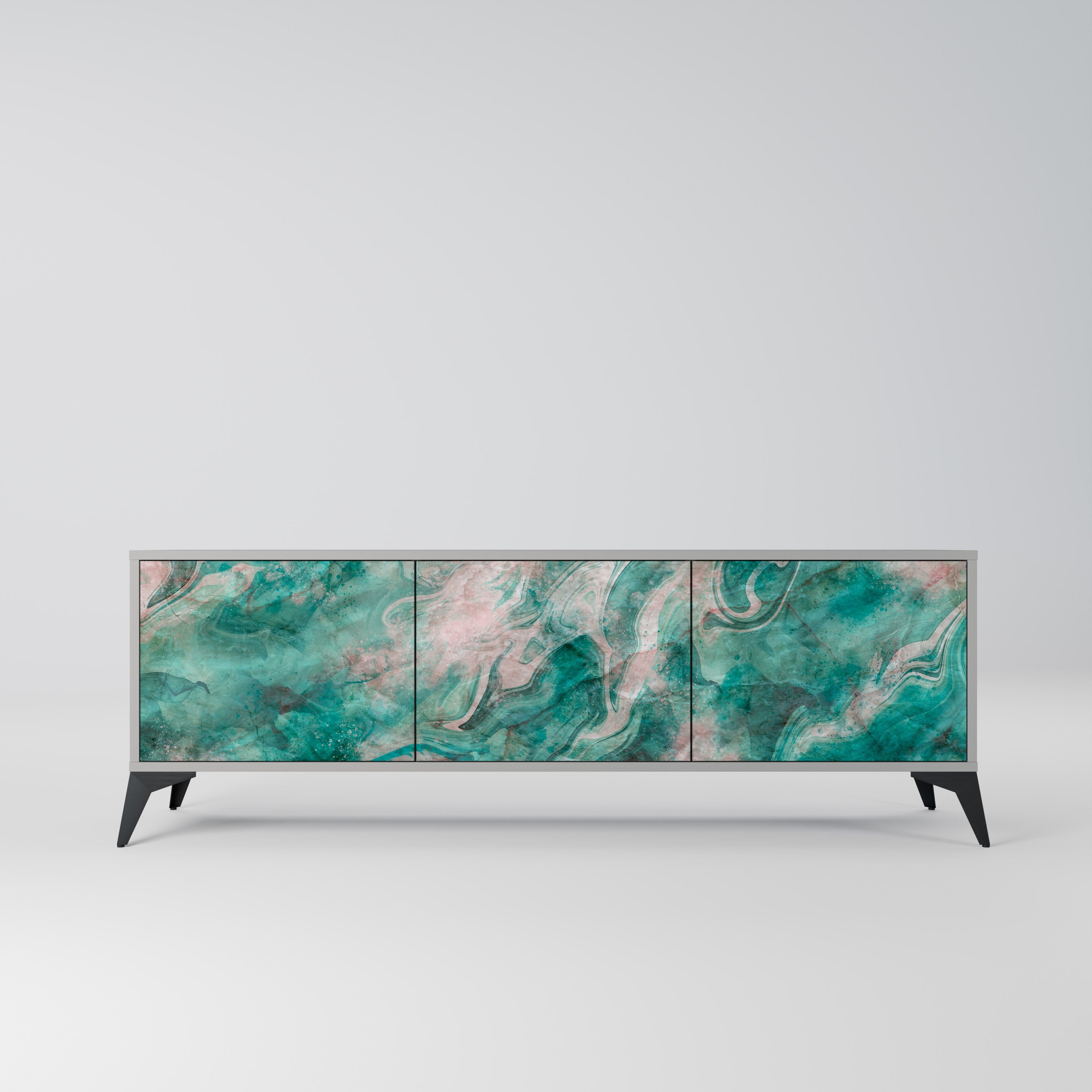 ABSTRACT ALCHEMY Móvel de TV com 3 Portas em Acabamento Cinzento