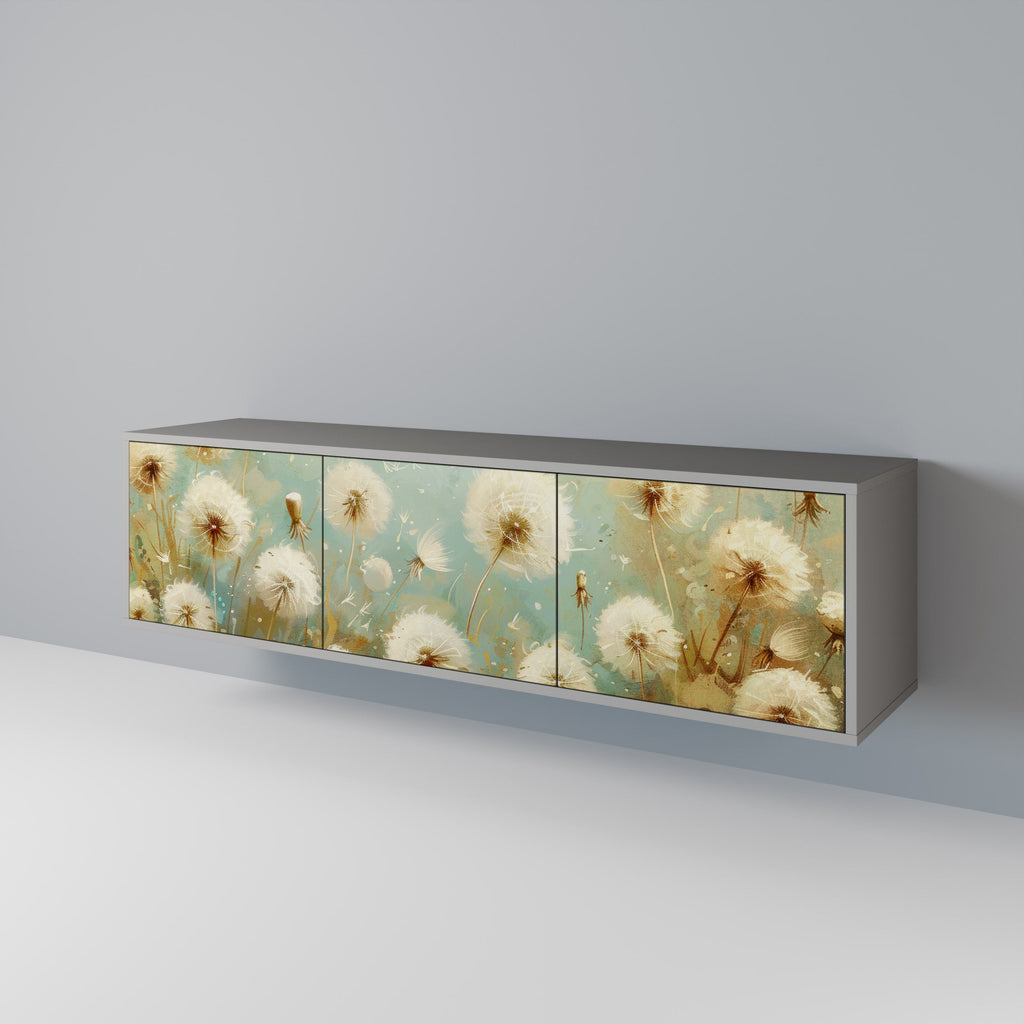 DREAMY MEADOW 3-Door TV Stand in Grey Finish