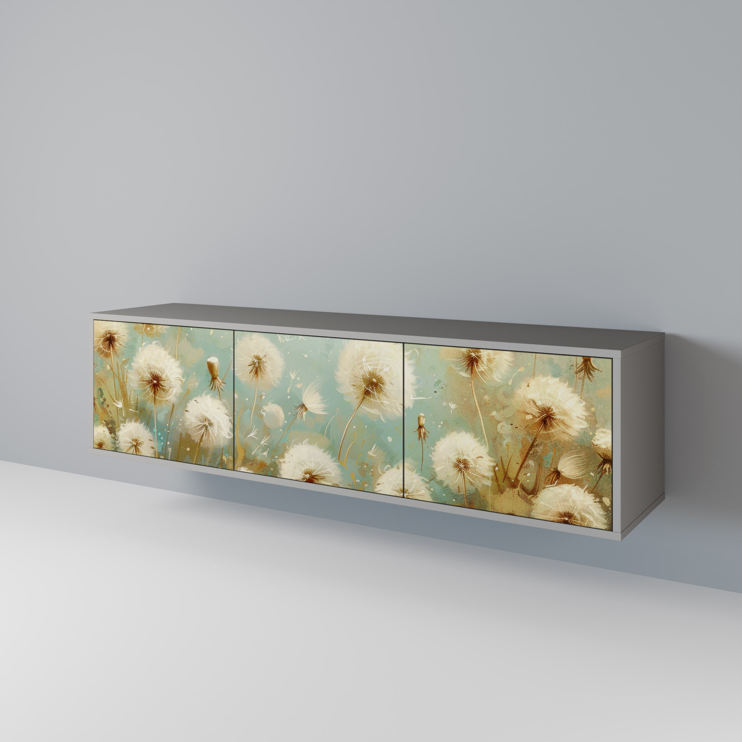 DREAMY MEADOW 3-Door TV Stand in Grey Finish