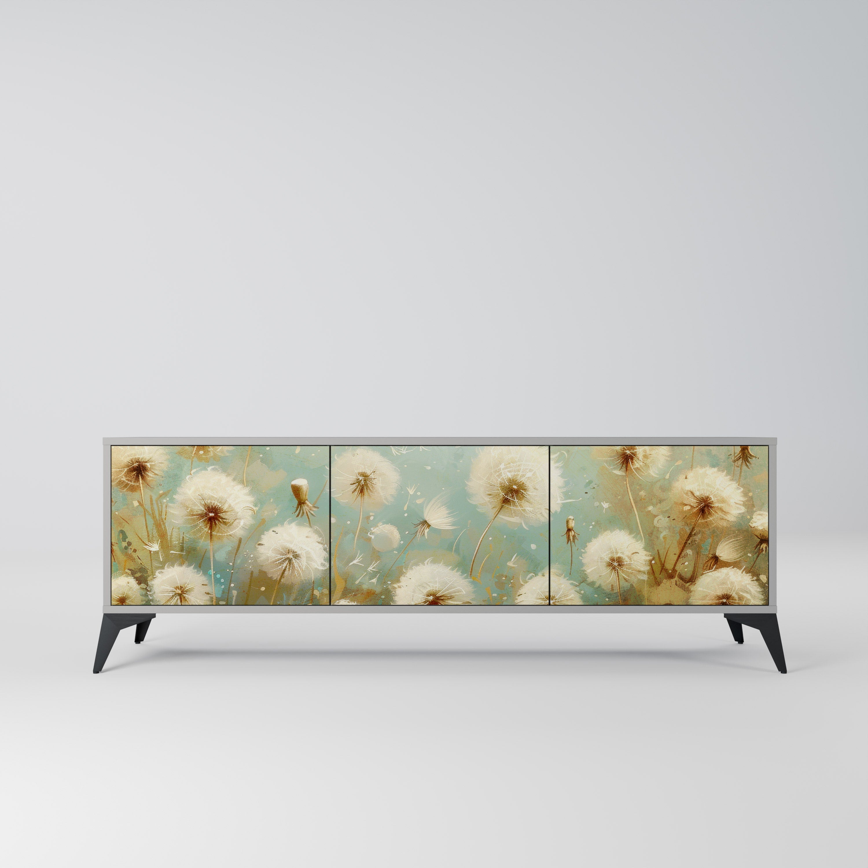 DREAMY MEADOW Móvel de TV com 3 Portas em Acabamento Cinzento