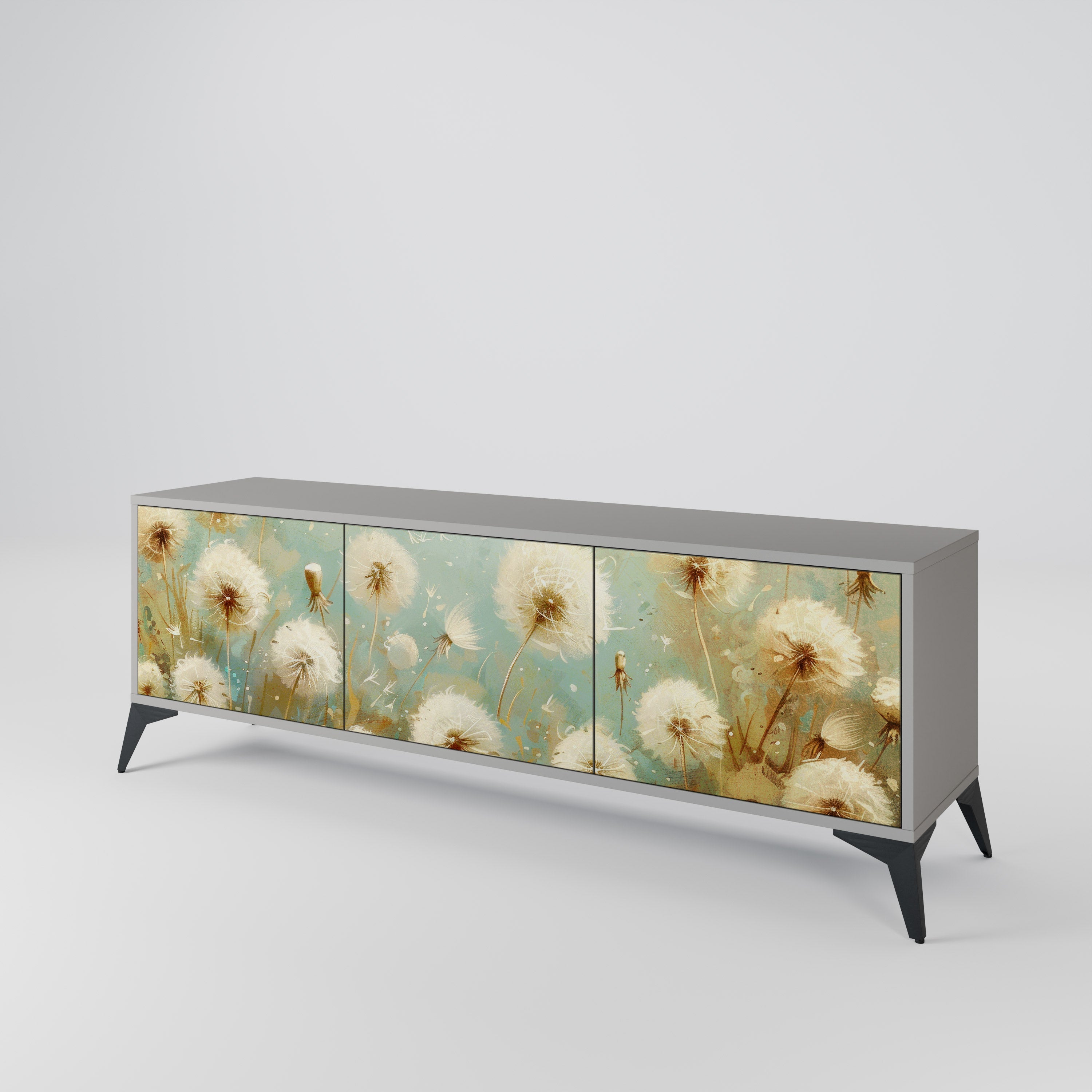 DREAMY MEADOW Móvel de TV com 3 Portas em Acabamento Cinzento