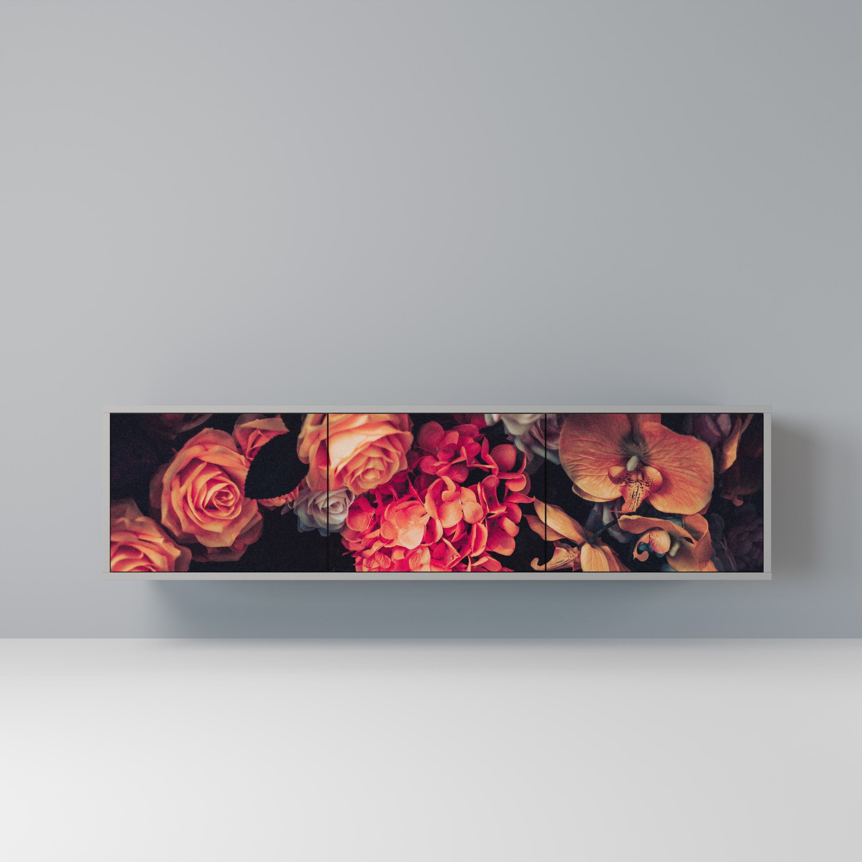 NEVERENDING BLOOM Móvel de TV com 3 Portas em Acabamento Cinzento