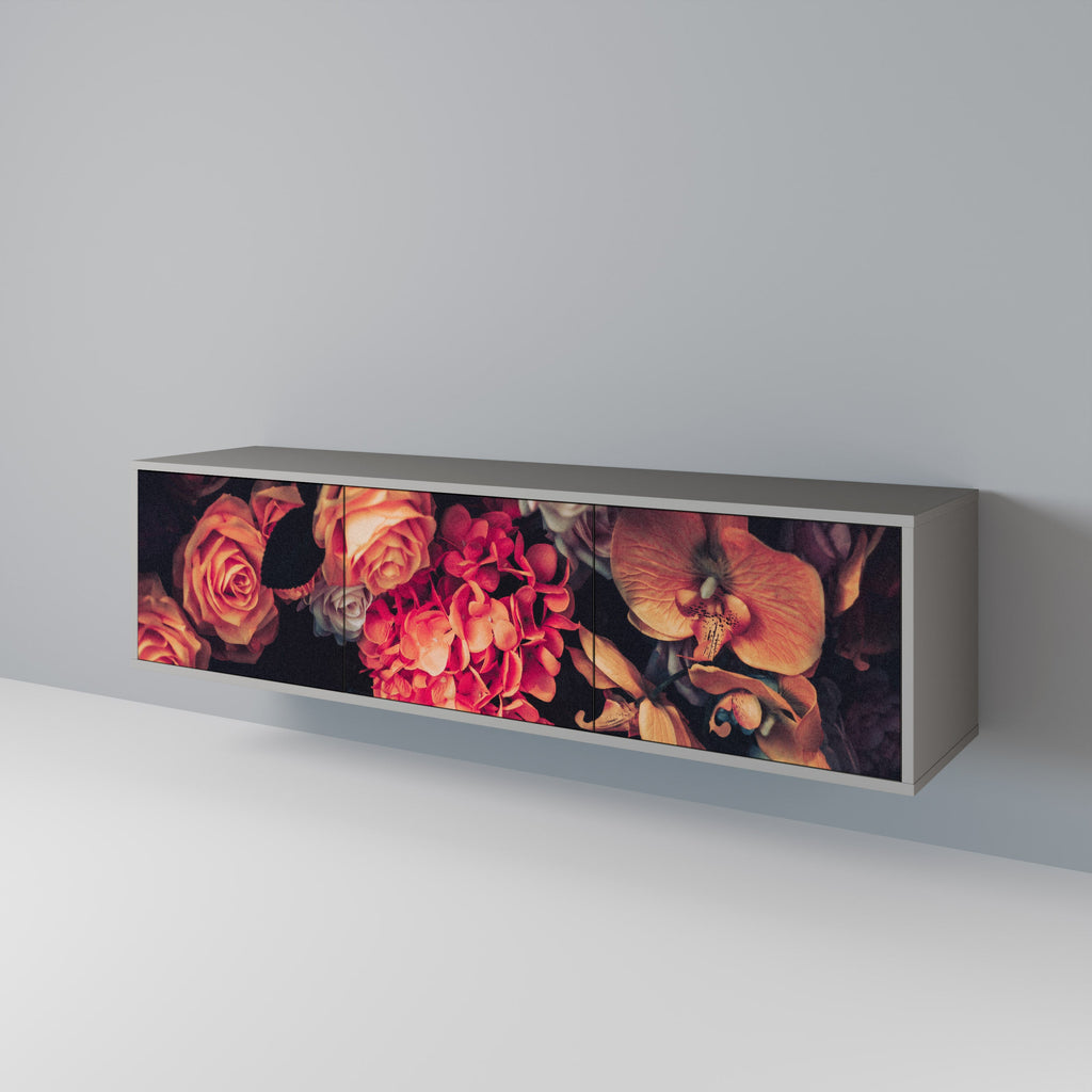 NEVERENDING BLOOM Móvel de TV com 3 Portas em Acabamento Cinzento