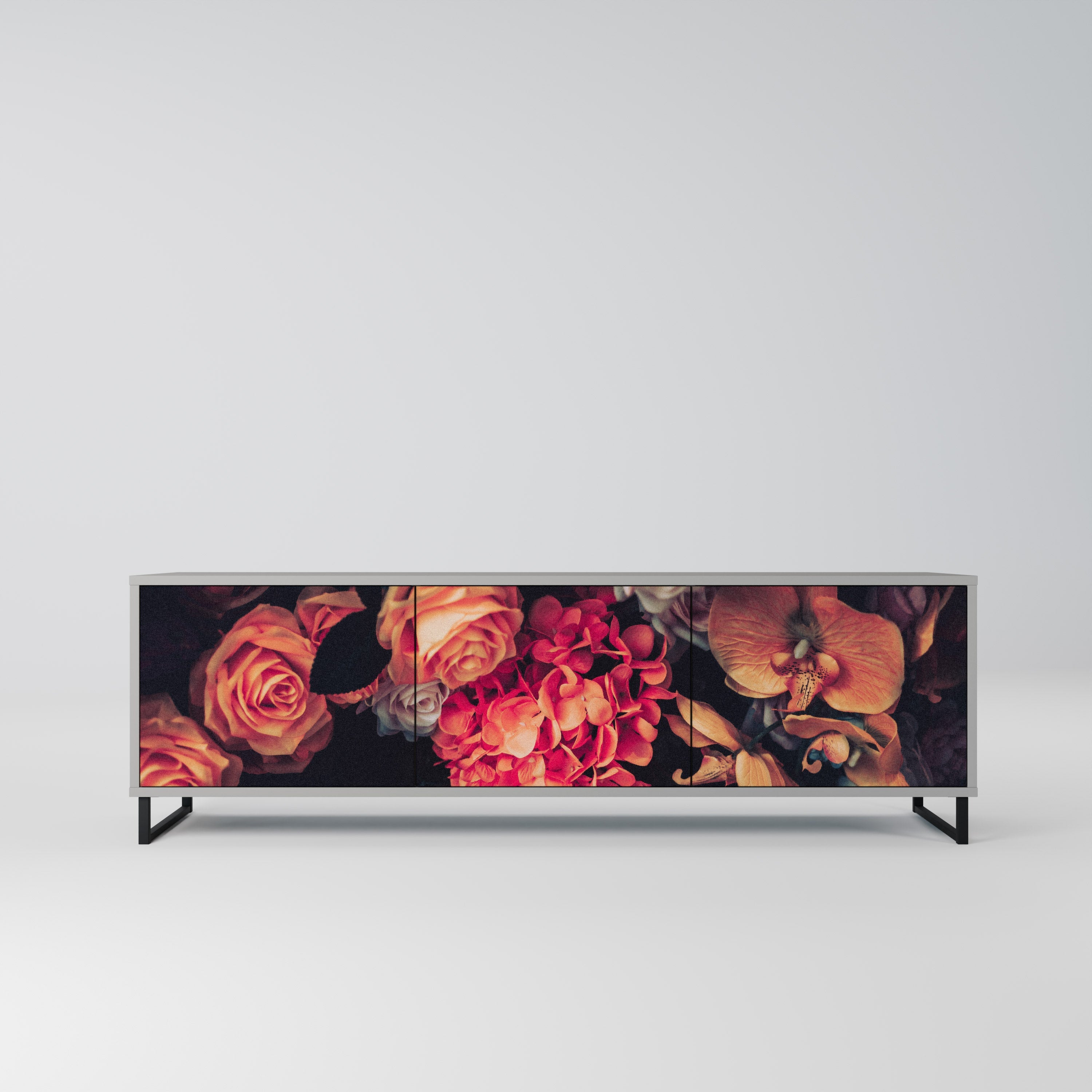 NEVERENDING BLOOM Móvel de TV com 3 Portas em Acabamento Cinzento