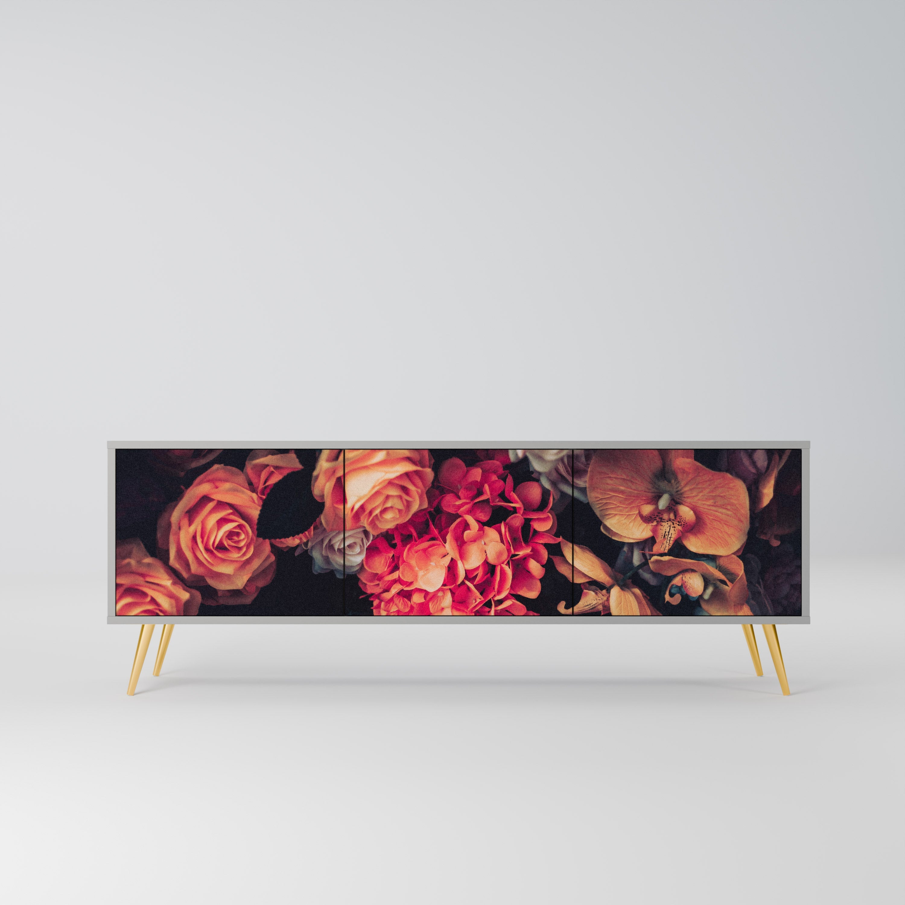 NEVERENDING BLOOM Móvel de TV com 3 Portas em Acabamento Cinzento