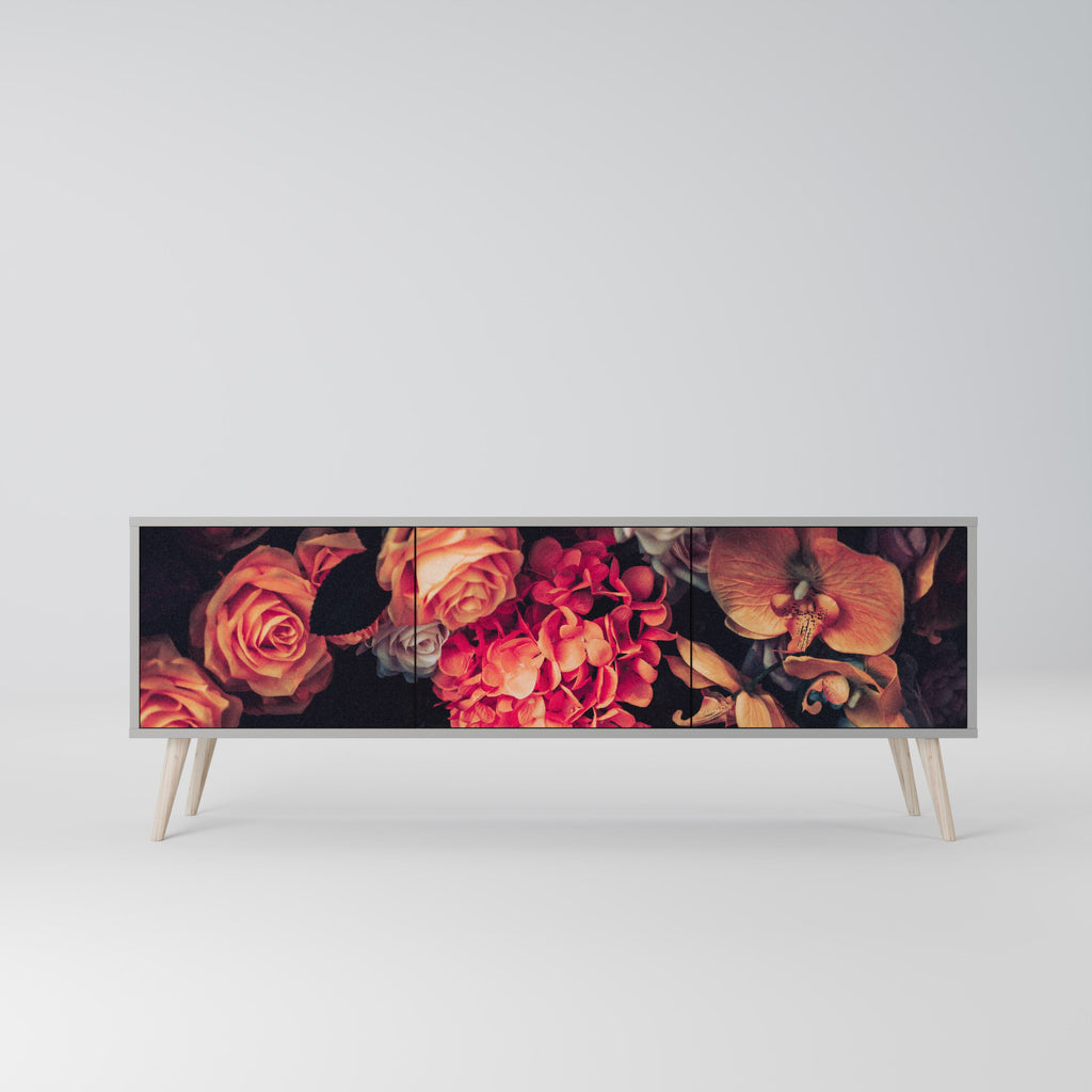 NEVERENDING BLOOM Móvel de TV com 3 Portas em Acabamento Cinzento