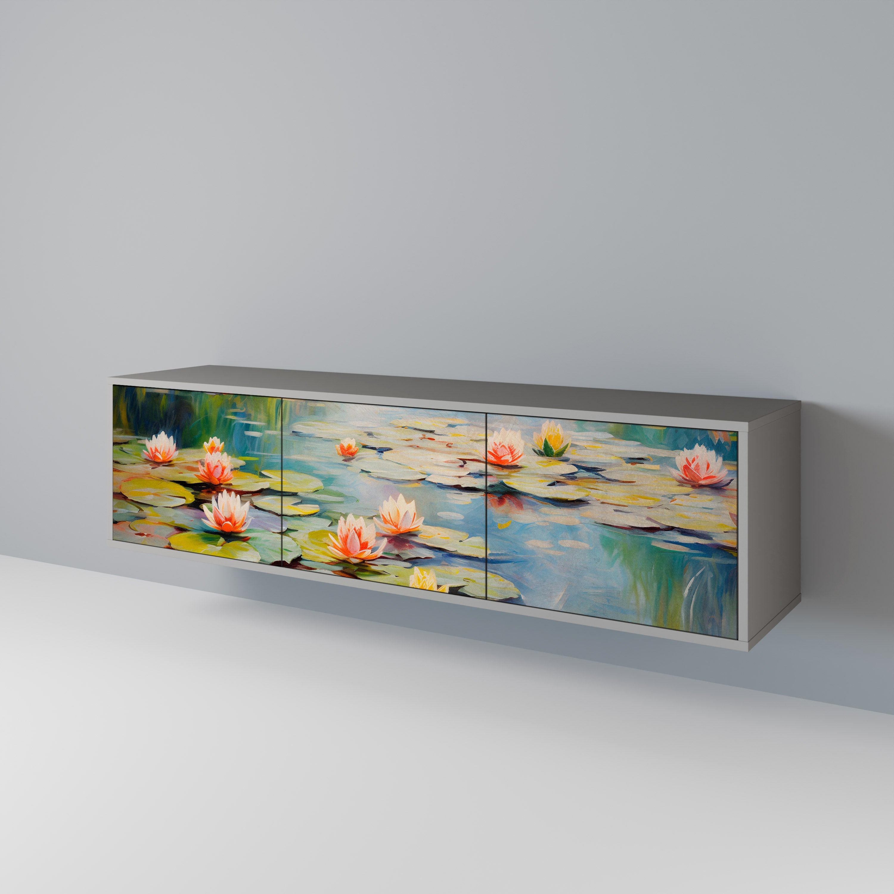 BLOOMING WATERS Móvel de TV com 3 Portas em Acabamento Cinzento