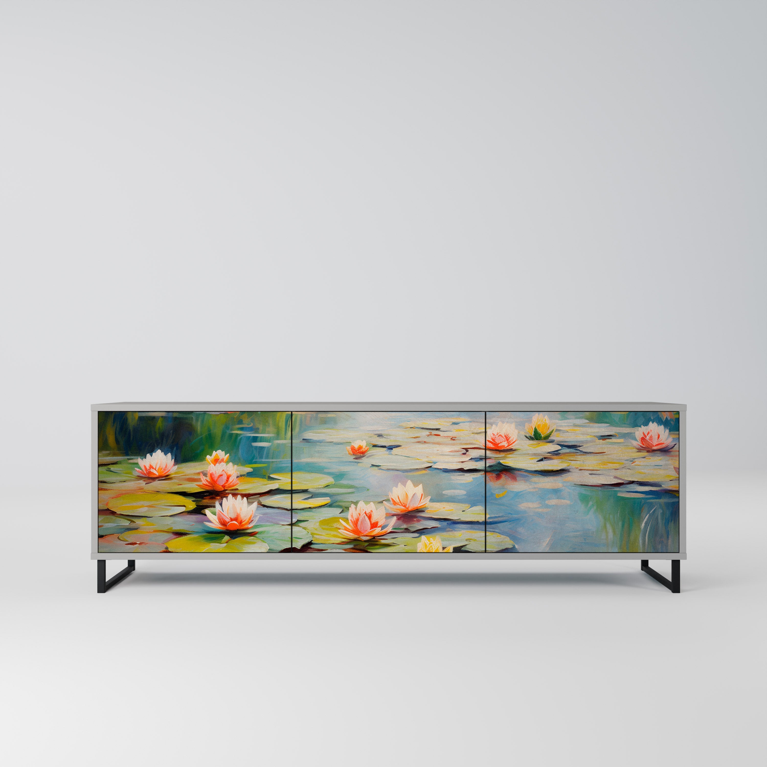 BLOOMING WATERS Móvel de TV com 3 Portas em Acabamento Cinzento