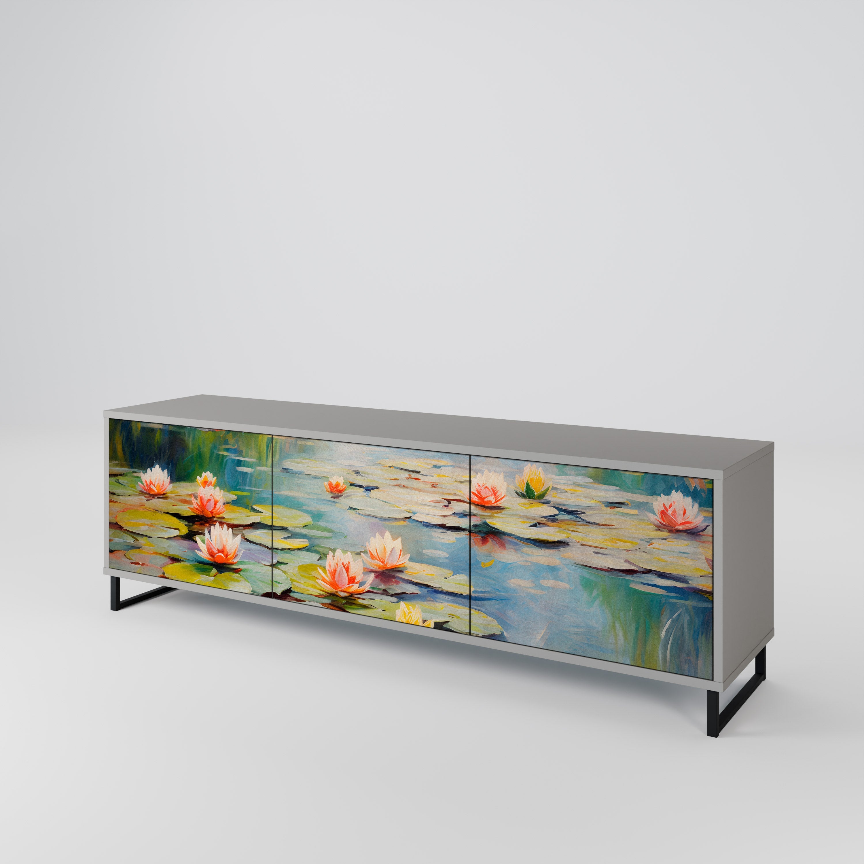 BLOOMING WATERS Móvel de TV com 3 Portas em Acabamento Cinzento