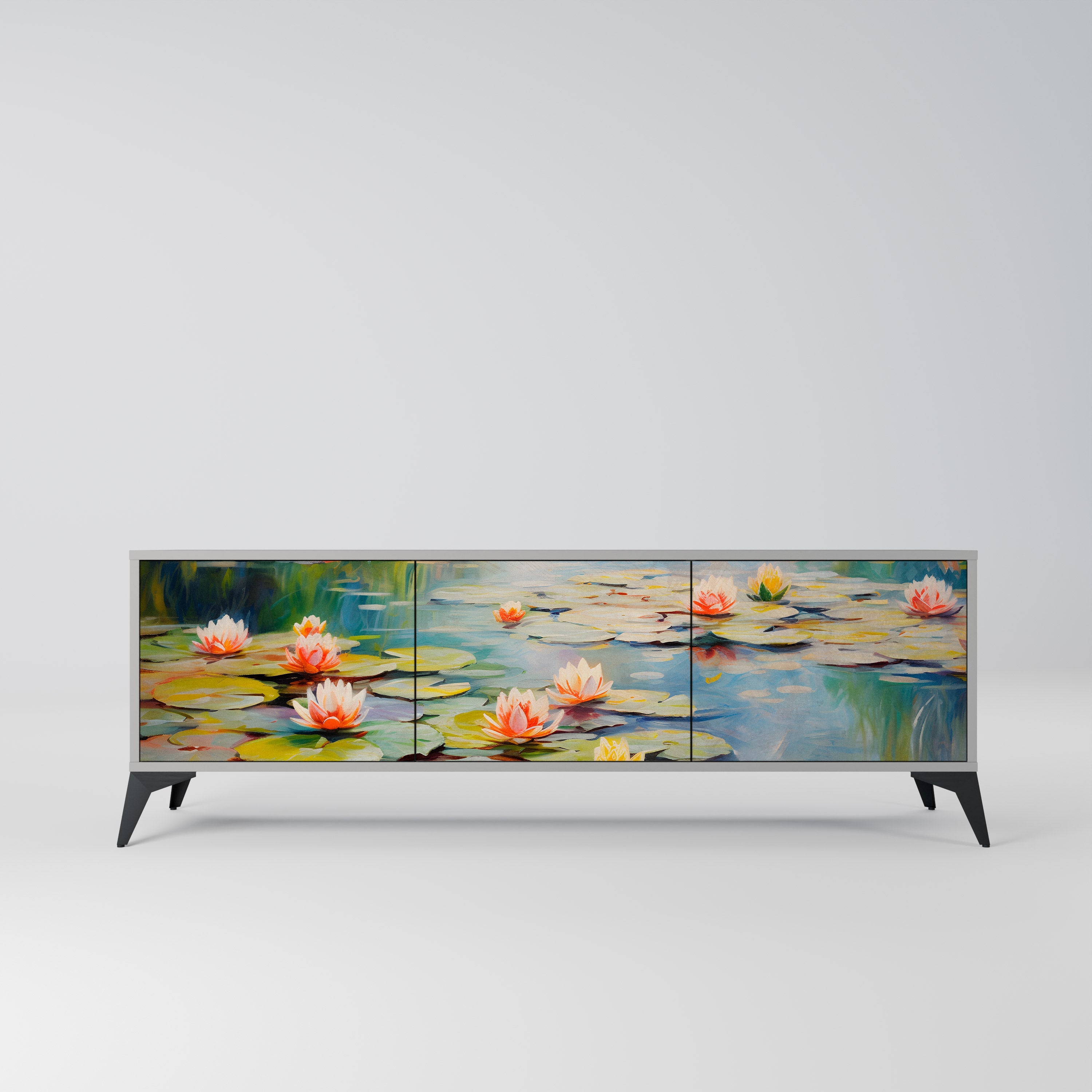 BLOOMING WATERS Móvel de TV com 3 Portas em Acabamento Cinzento