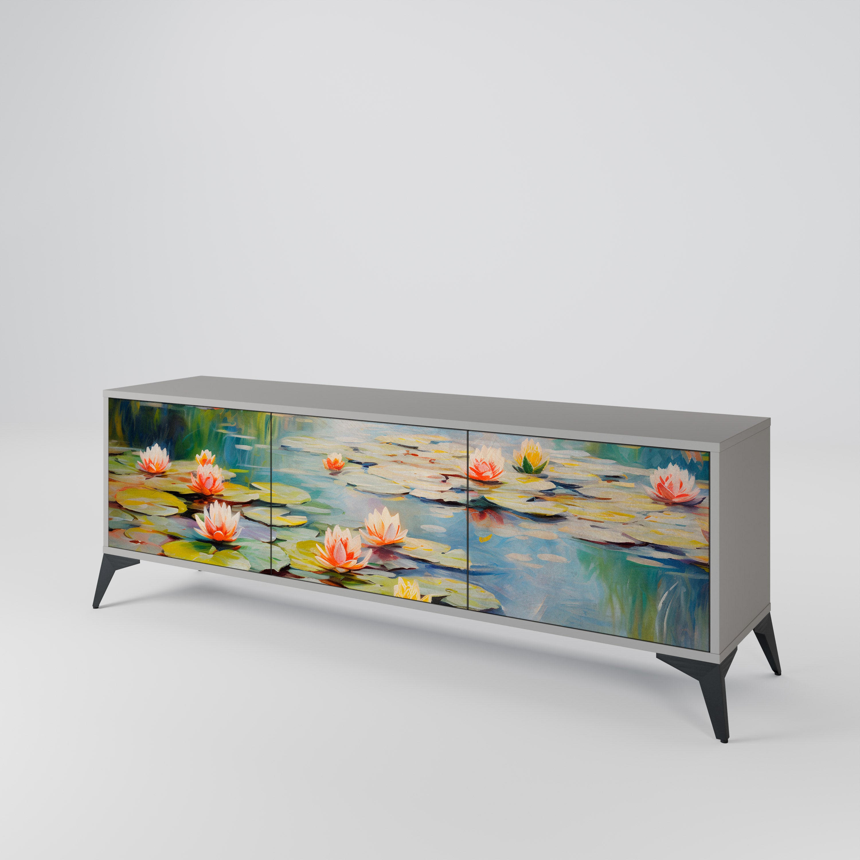 BLOOMING WATERS 3-Door TV Cabinet