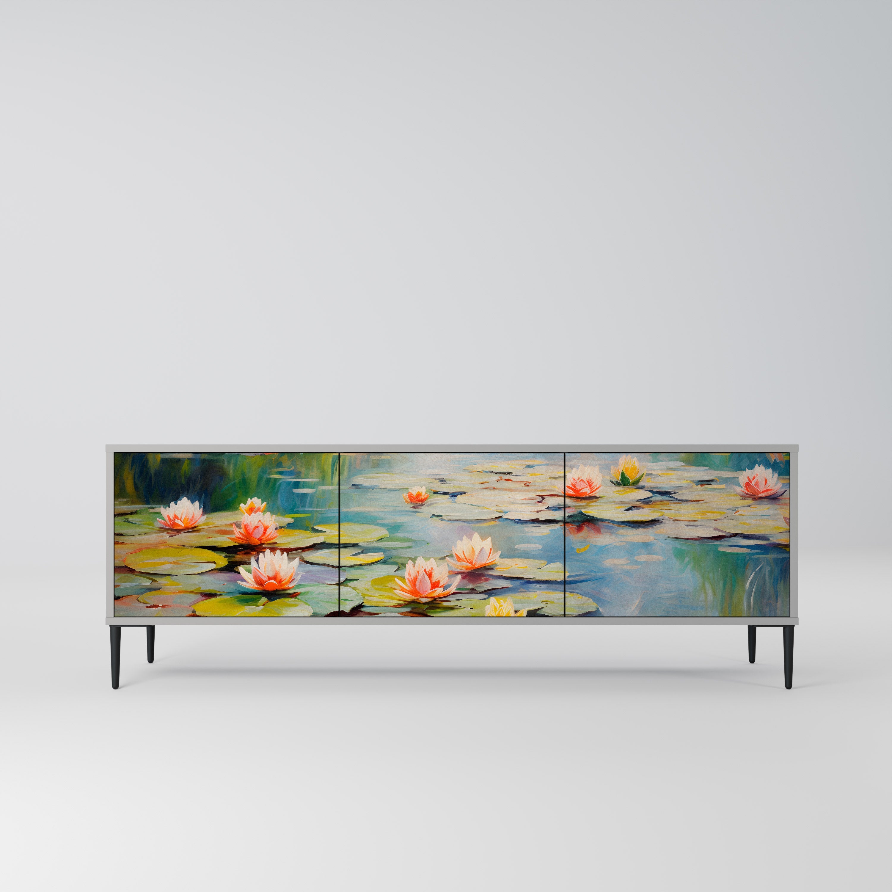 BLOOMING WATERS Móvel de TV com 3 Portas em Acabamento Cinzento