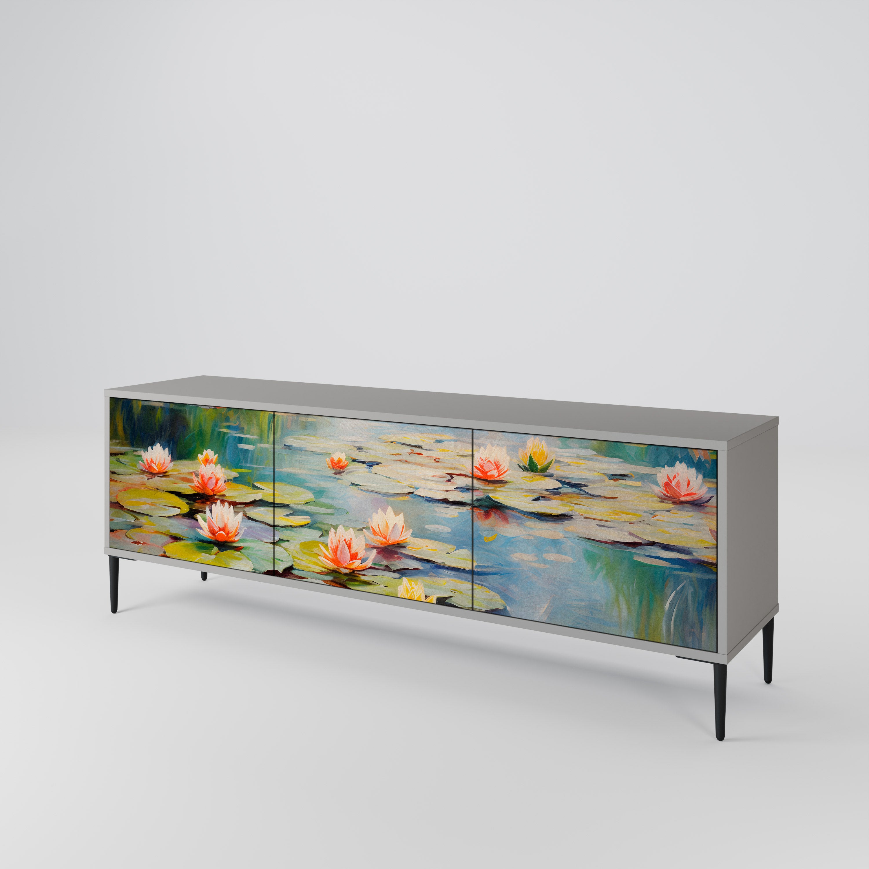 BLOOMING WATERS 3-Door TV Cabinet