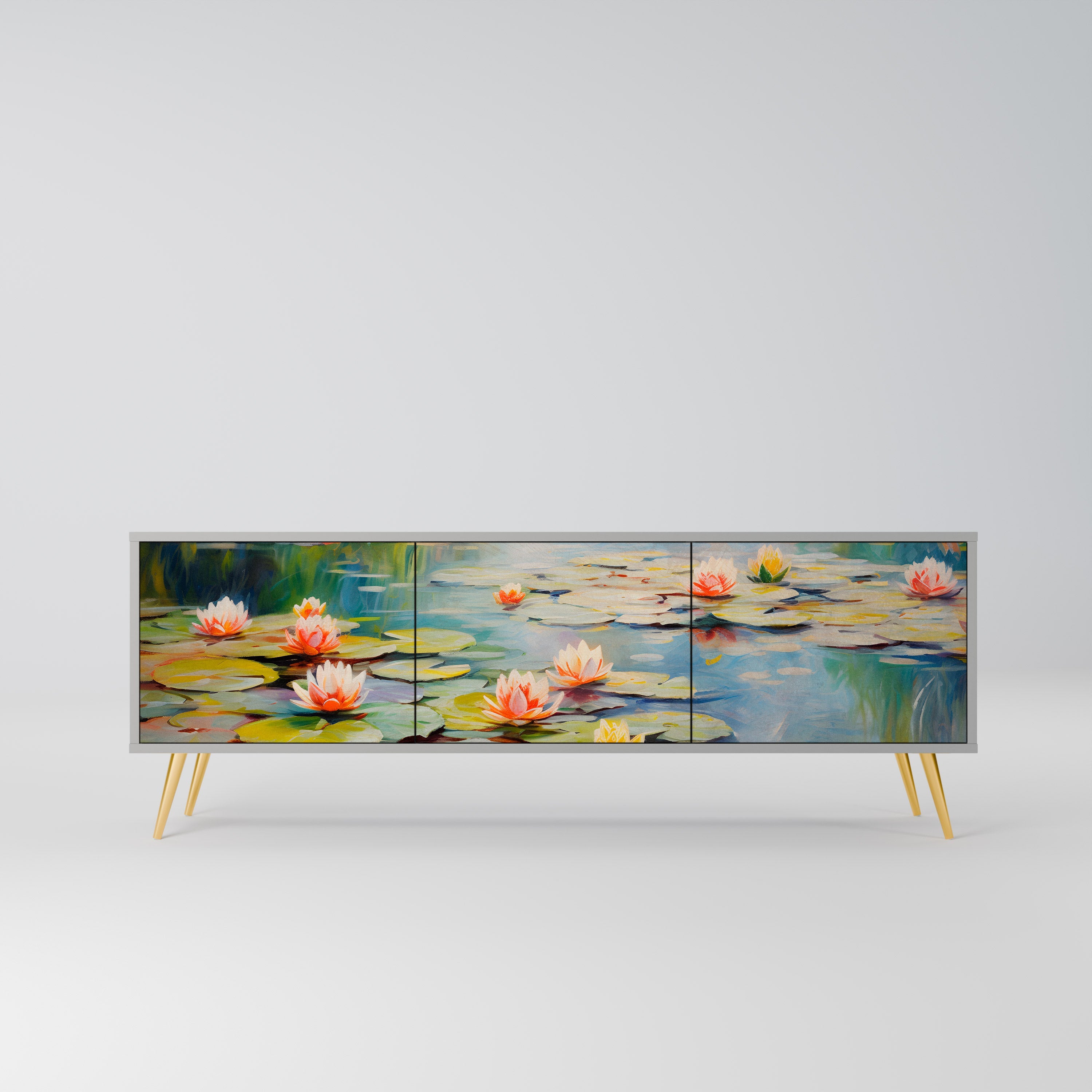 BLOOMING WATERS Móvel de TV com 3 Portas em Acabamento Cinzento