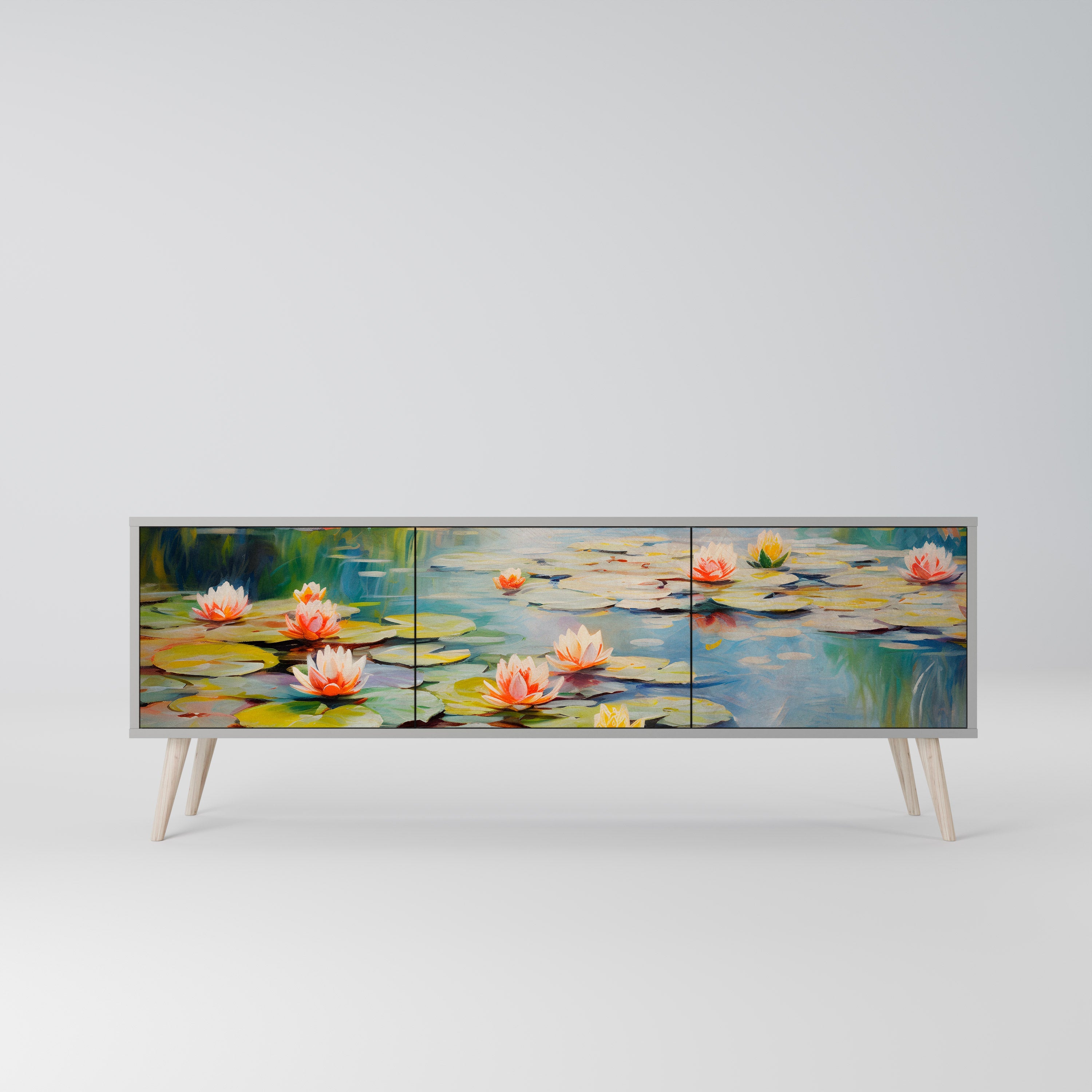 BLOOMING WATERS Móvel de TV com 3 Portas em Acabamento Cinzento