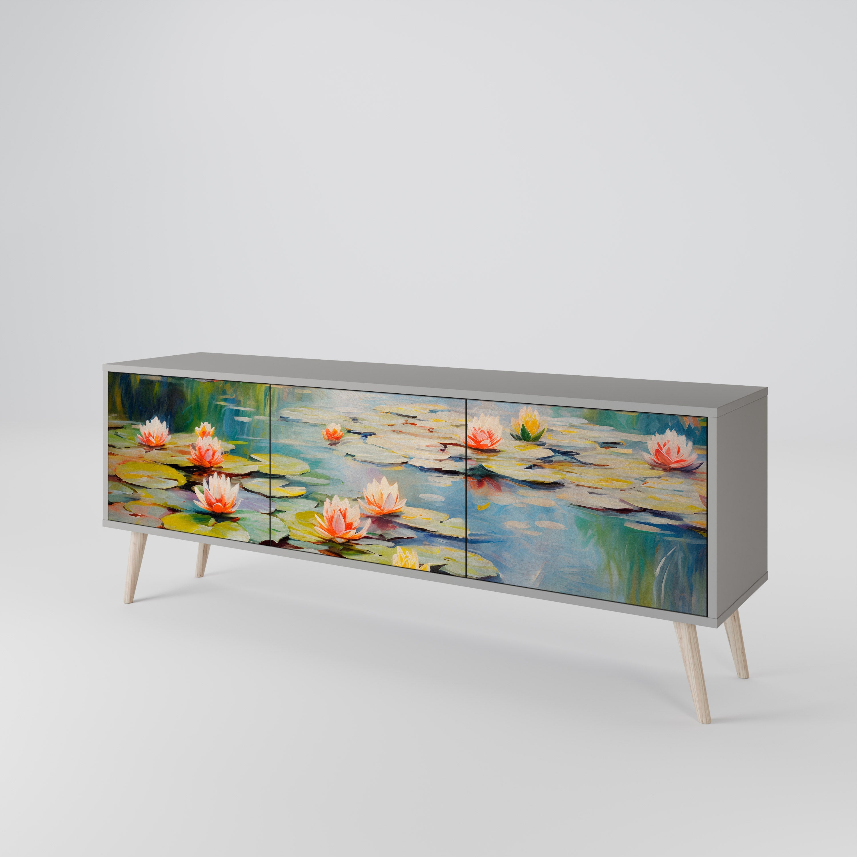 BLOOMING WATERS Móvel de TV com 3 Portas em Acabamento Cinzento