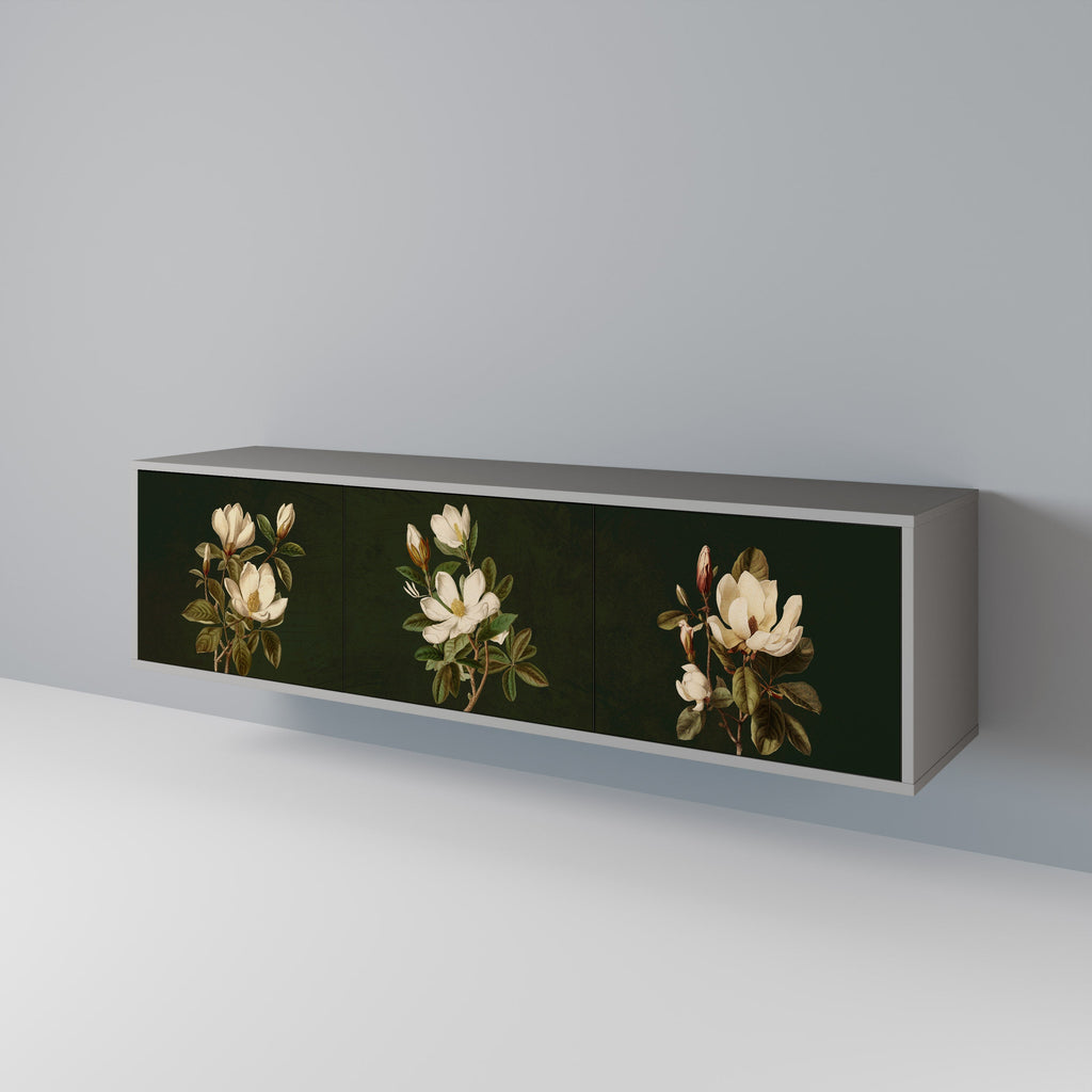 FLORAL NOIR Móvel de TV com 3 Portas em Acabamento Cinzento