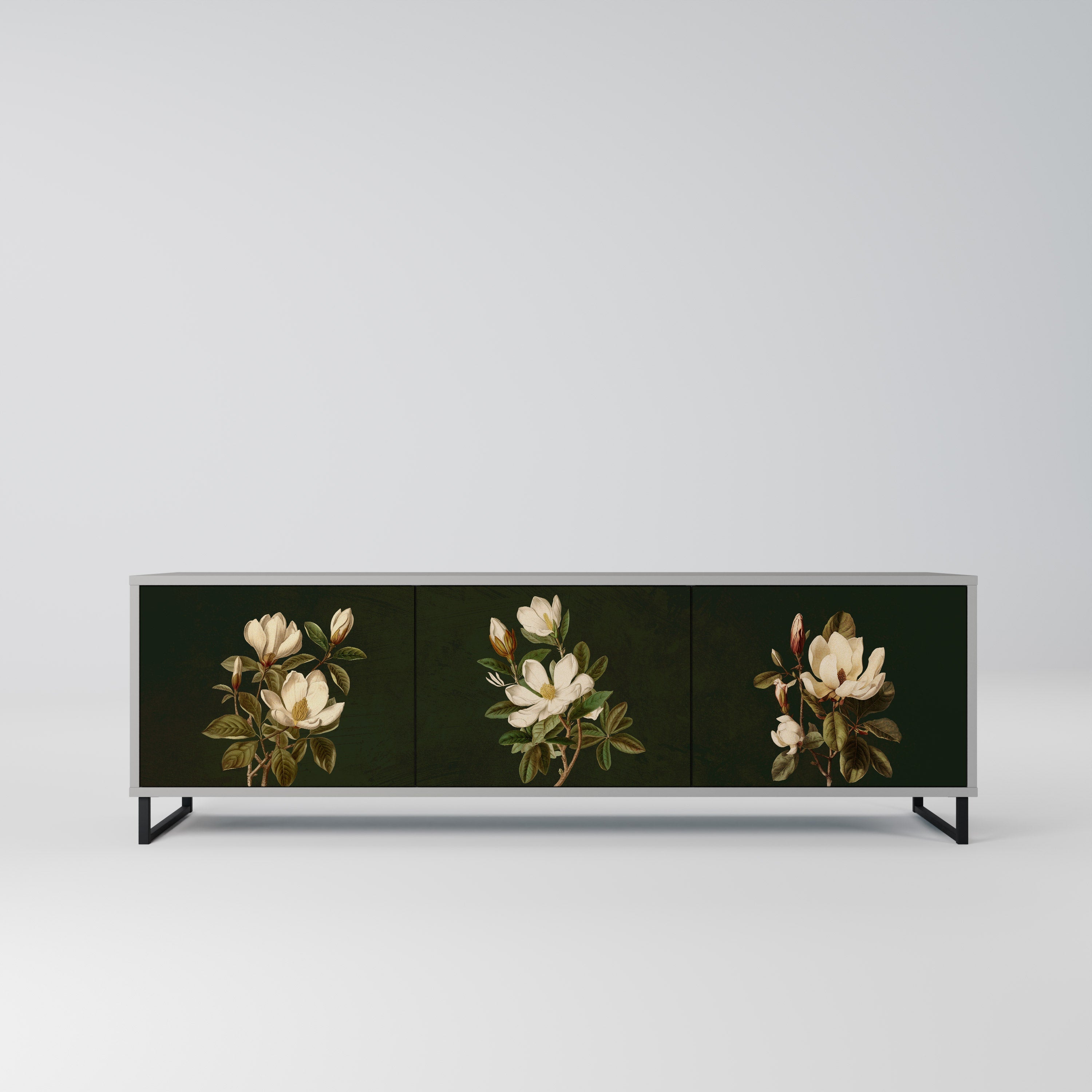 FLORAL NOIR Móvel de TV com 3 Portas em Acabamento Cinzento