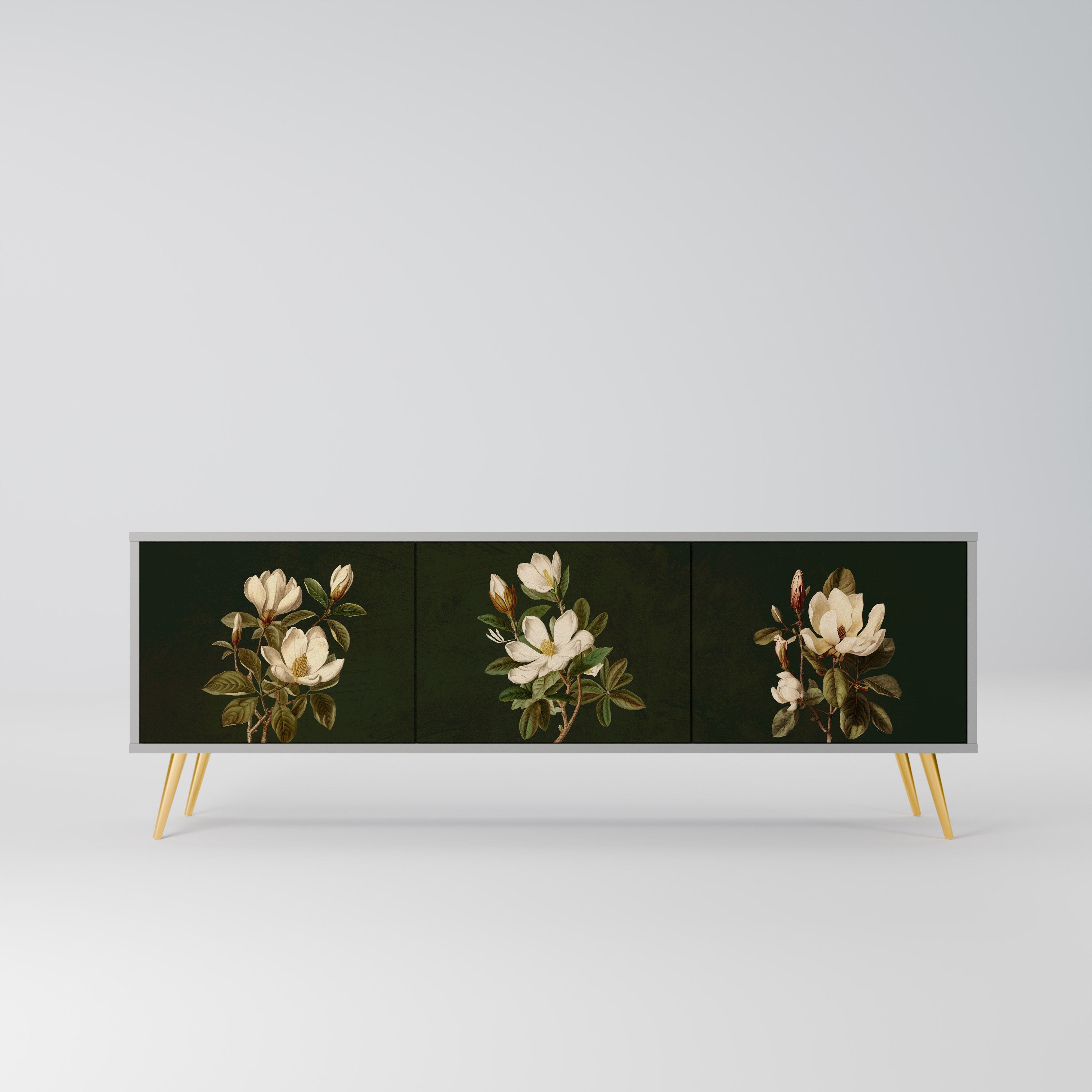 FLORAL NOIR Móvel de TV com 3 Portas em Acabamento Cinzento