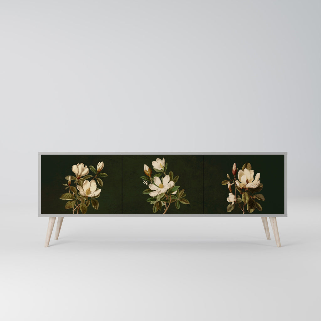 FLORAL NOIR Móvel de TV com 3 Portas em Acabamento Cinzento