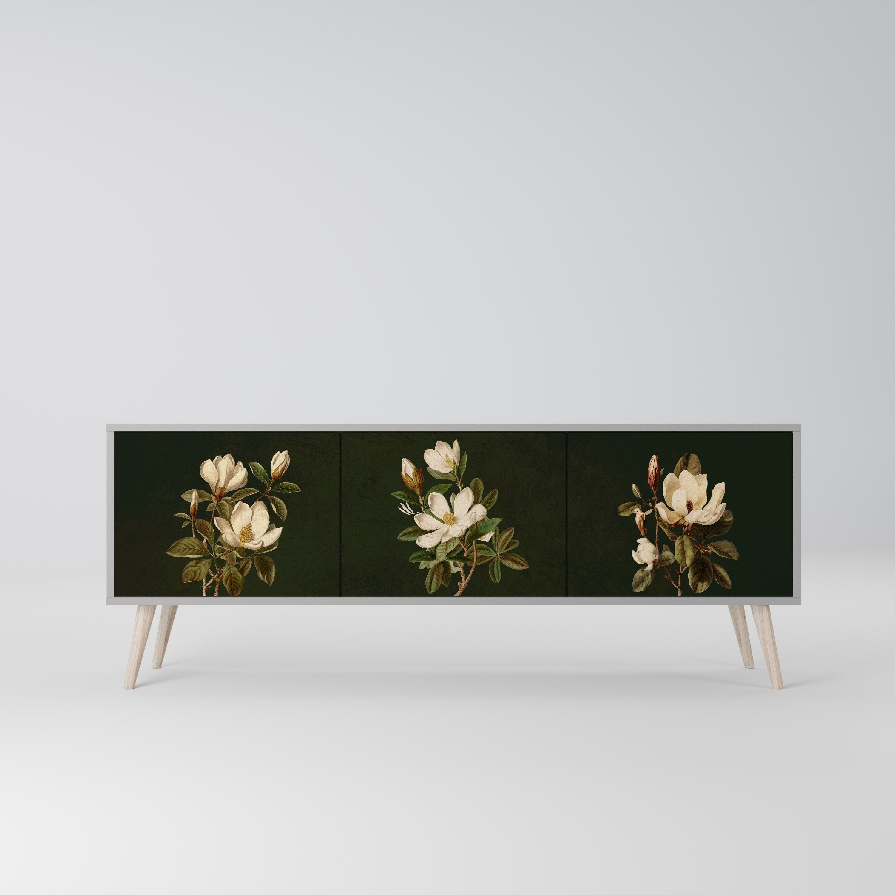 FLORAL NOIR Móvel de TV com 3 Portas em Acabamento Cinzento