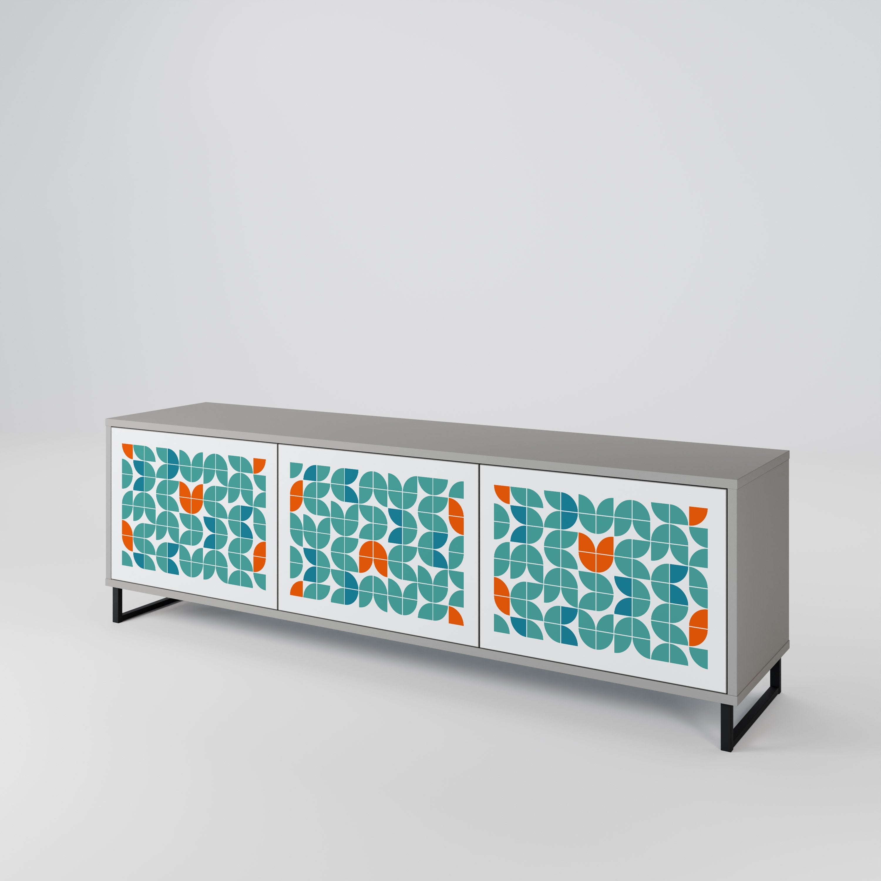 BE THE CHANGE Móvel de TV com 3 Portas em Acabamento Cinzento